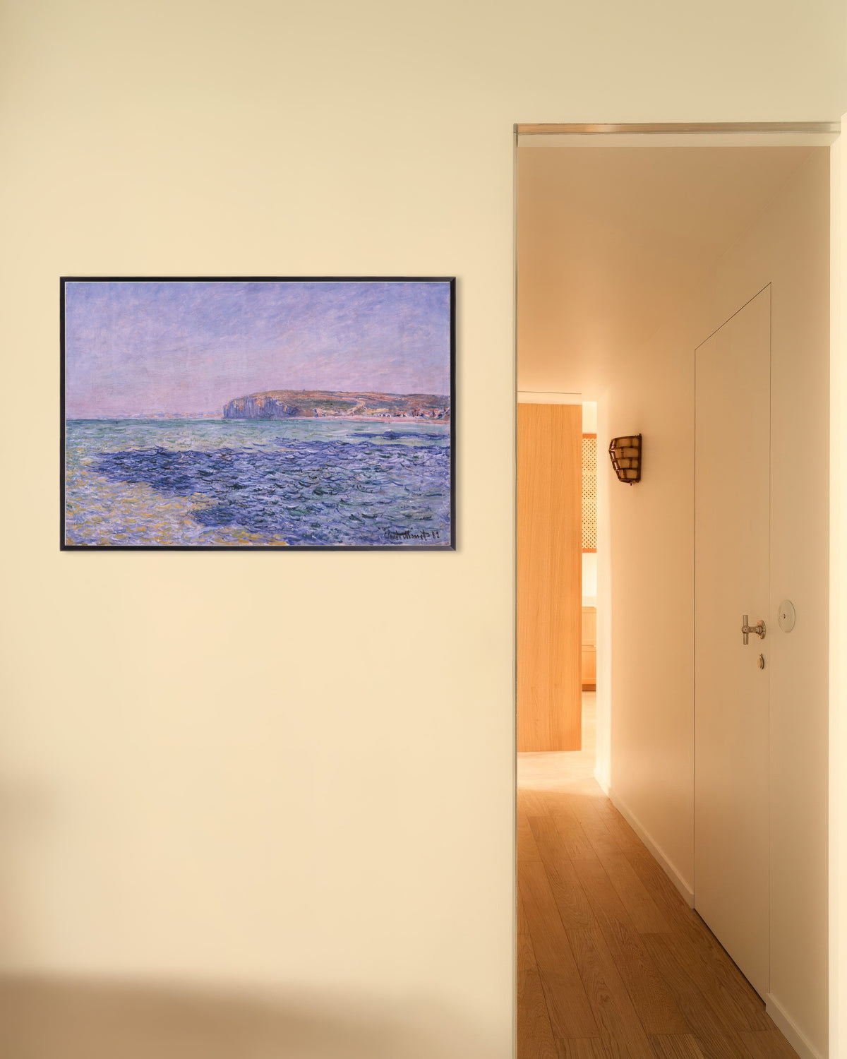 Poster Schatten auf dem Meer, die Klippen bei Pourville (1882) von Claude Monet mit Metallrahmen