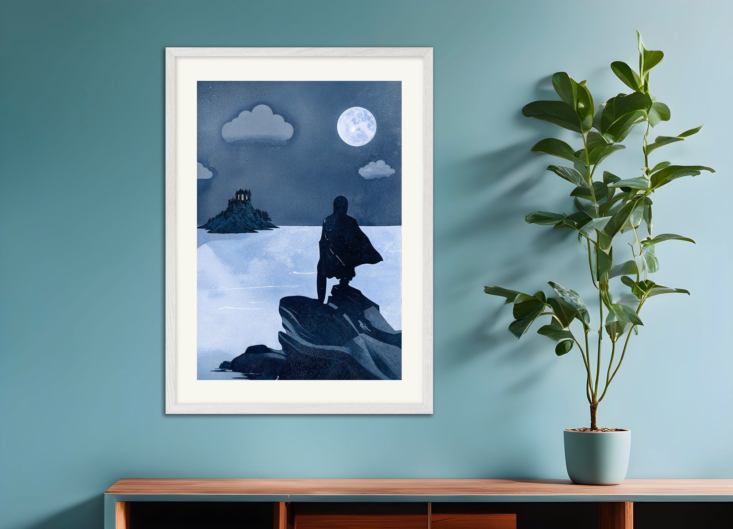 Poster of The Count of Monte Cristo Book Poster, with white wooden frame