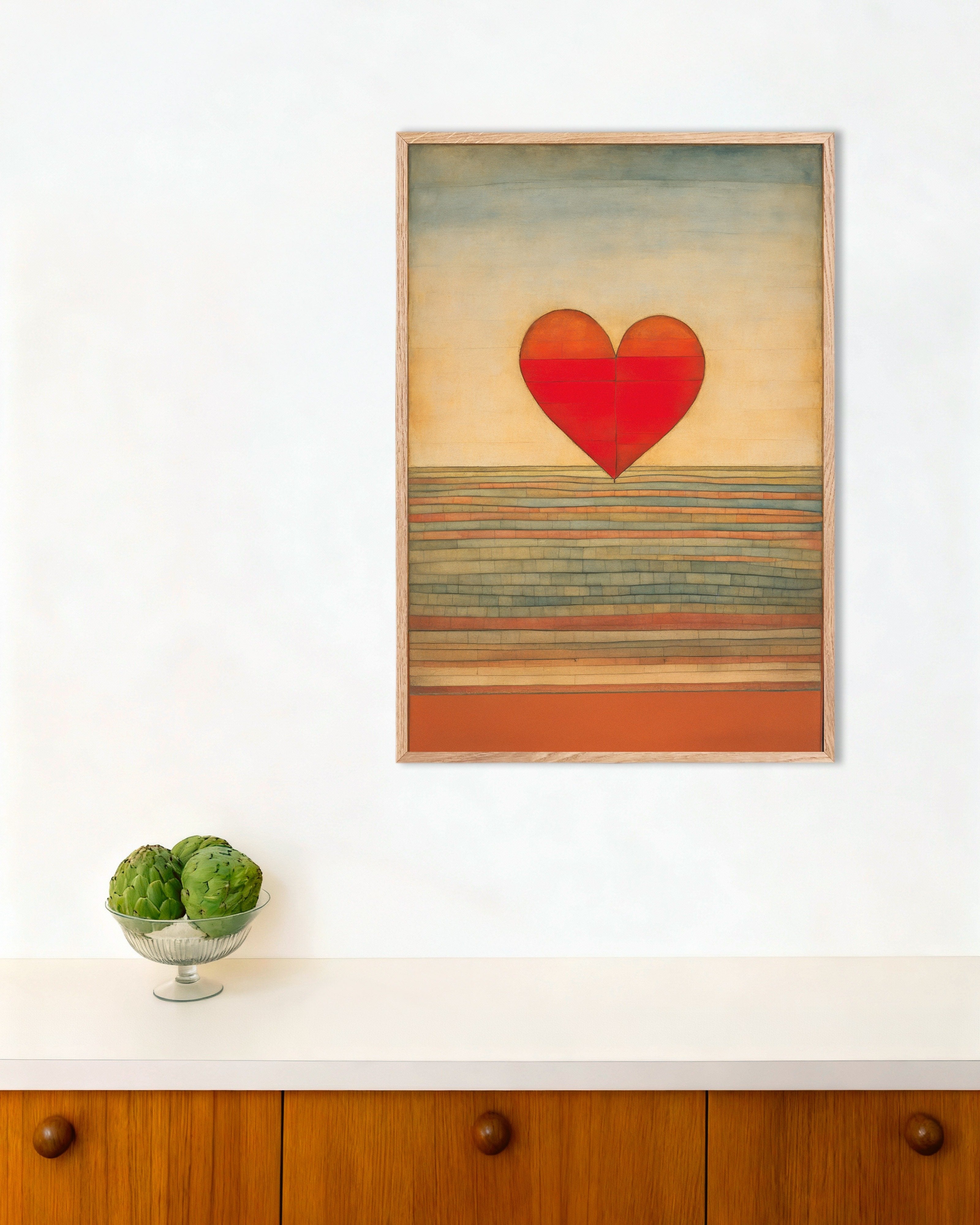 Poster of The flying heart Poster, with natural wooden frame