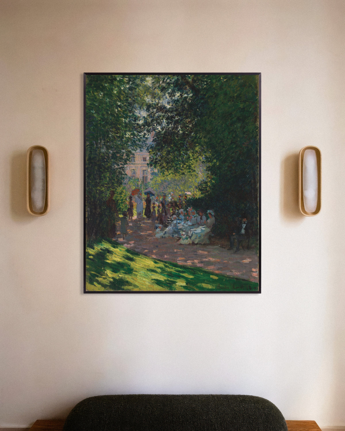 Poster Der Parc Monceau (1878) von Claude Monet mit Metallrahmen