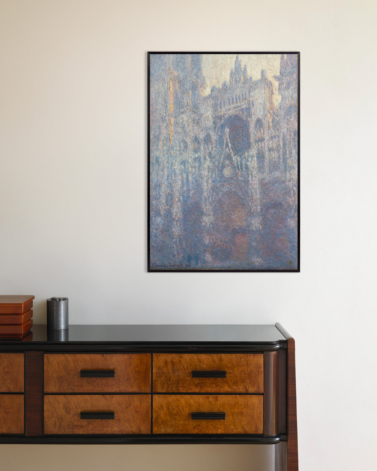 Poster Das Portal der Kathedrale von Rouen im Morgenlicht (1894) von Claude Monet mit Metallrahmen