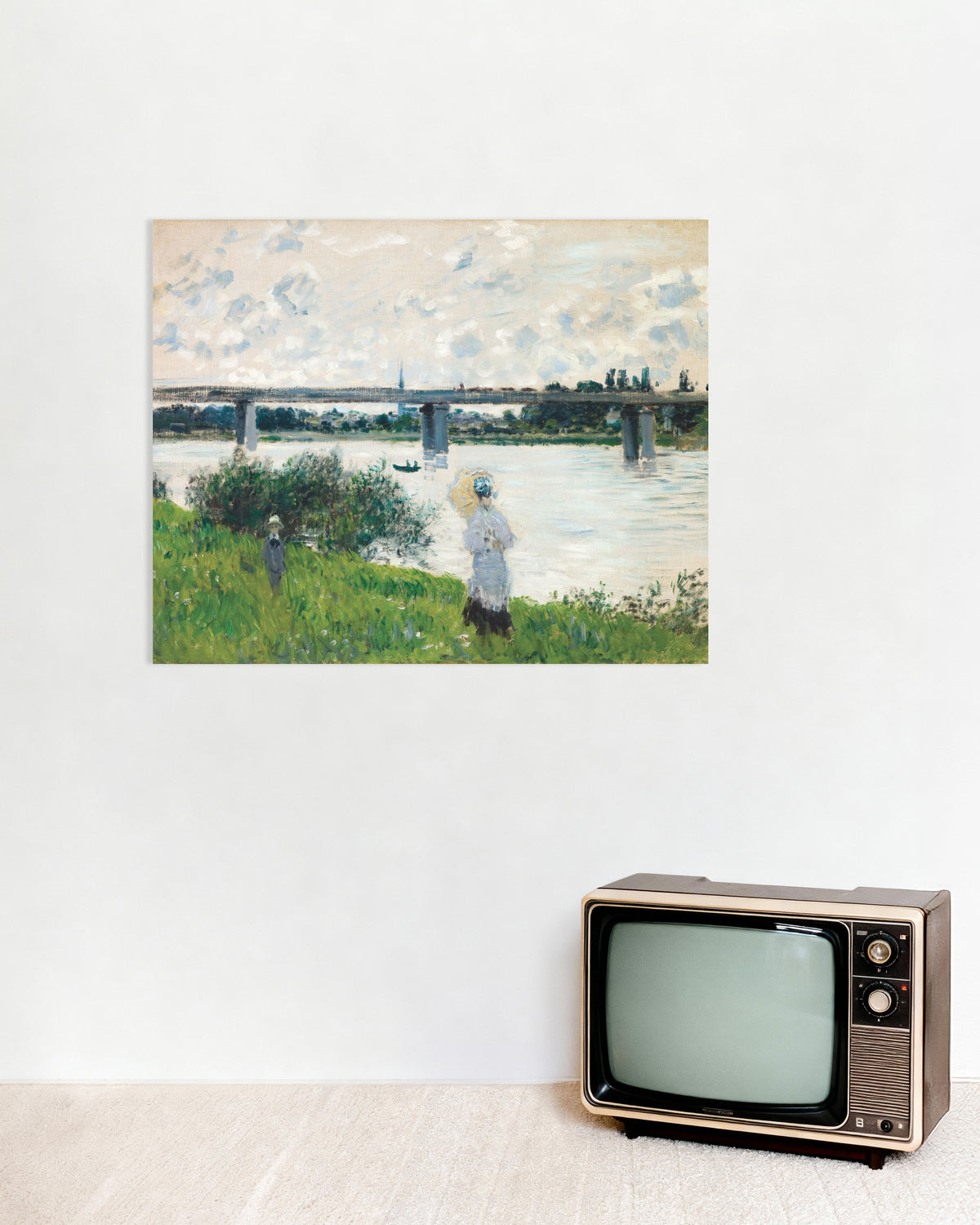 Poster Spaziergang an der Eisenbahnbrücke, Argenteuil (1874) von Claude Monet