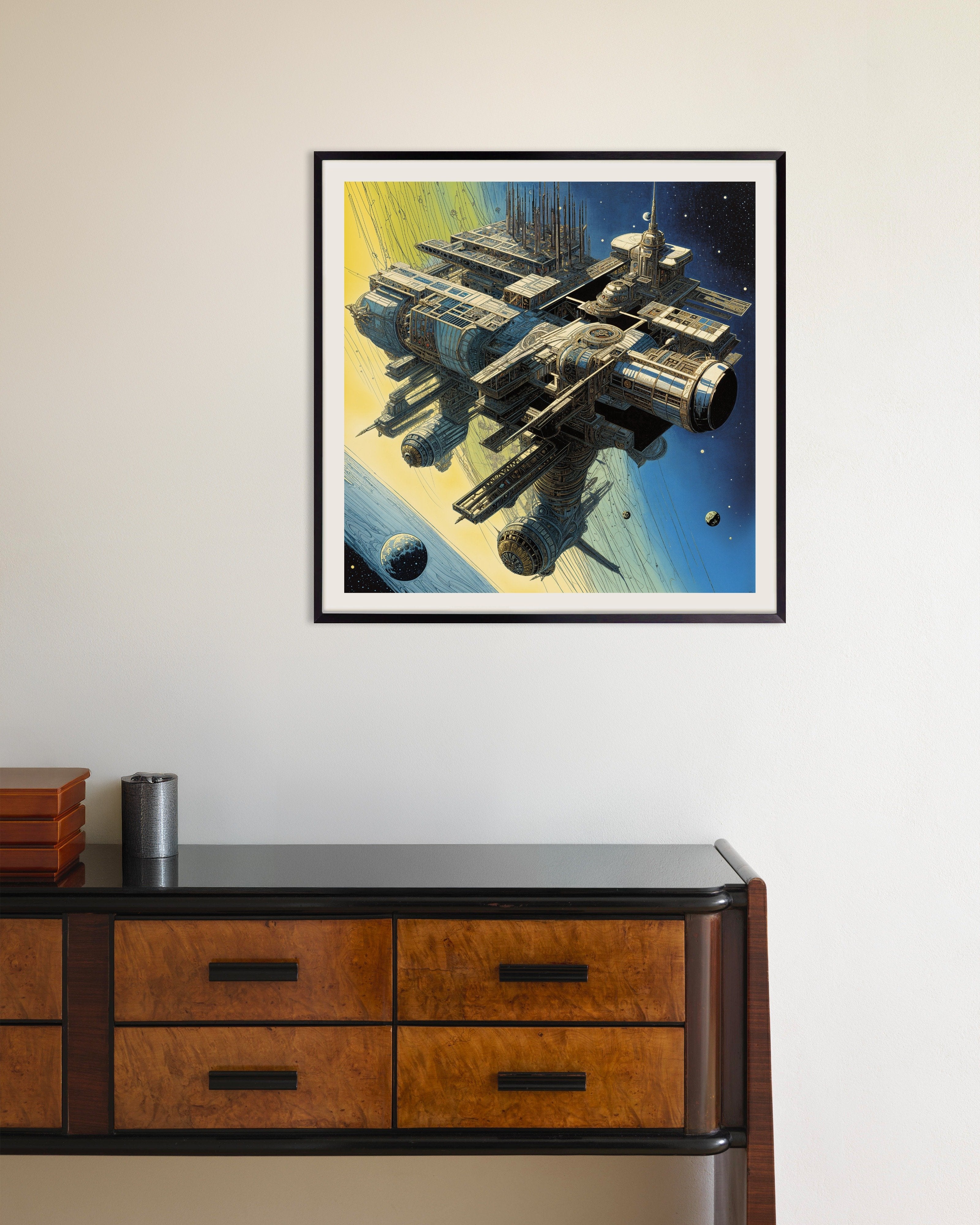 Poster of The Space Station - Tribute to Metal Hurlant - Poster, with metal frame