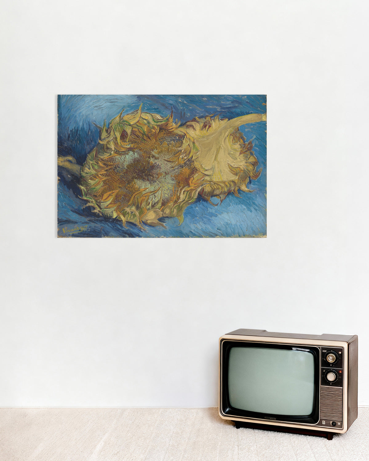 Poster mit Zwei abgeschnittene Sonnenblumen (1887) von Vincent van Gogh