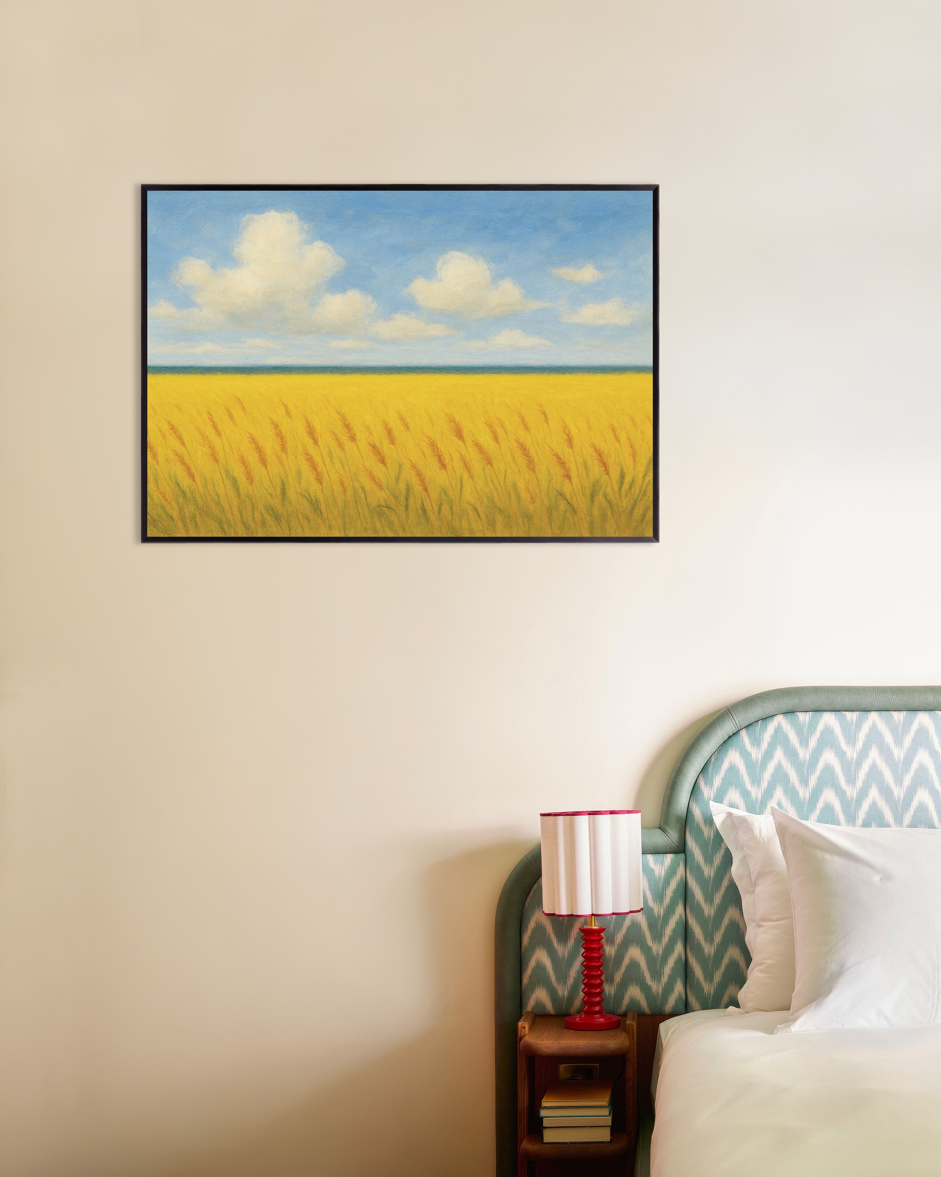 Poster of Ukraine poster - Wheat field and blue sky, with metal frame