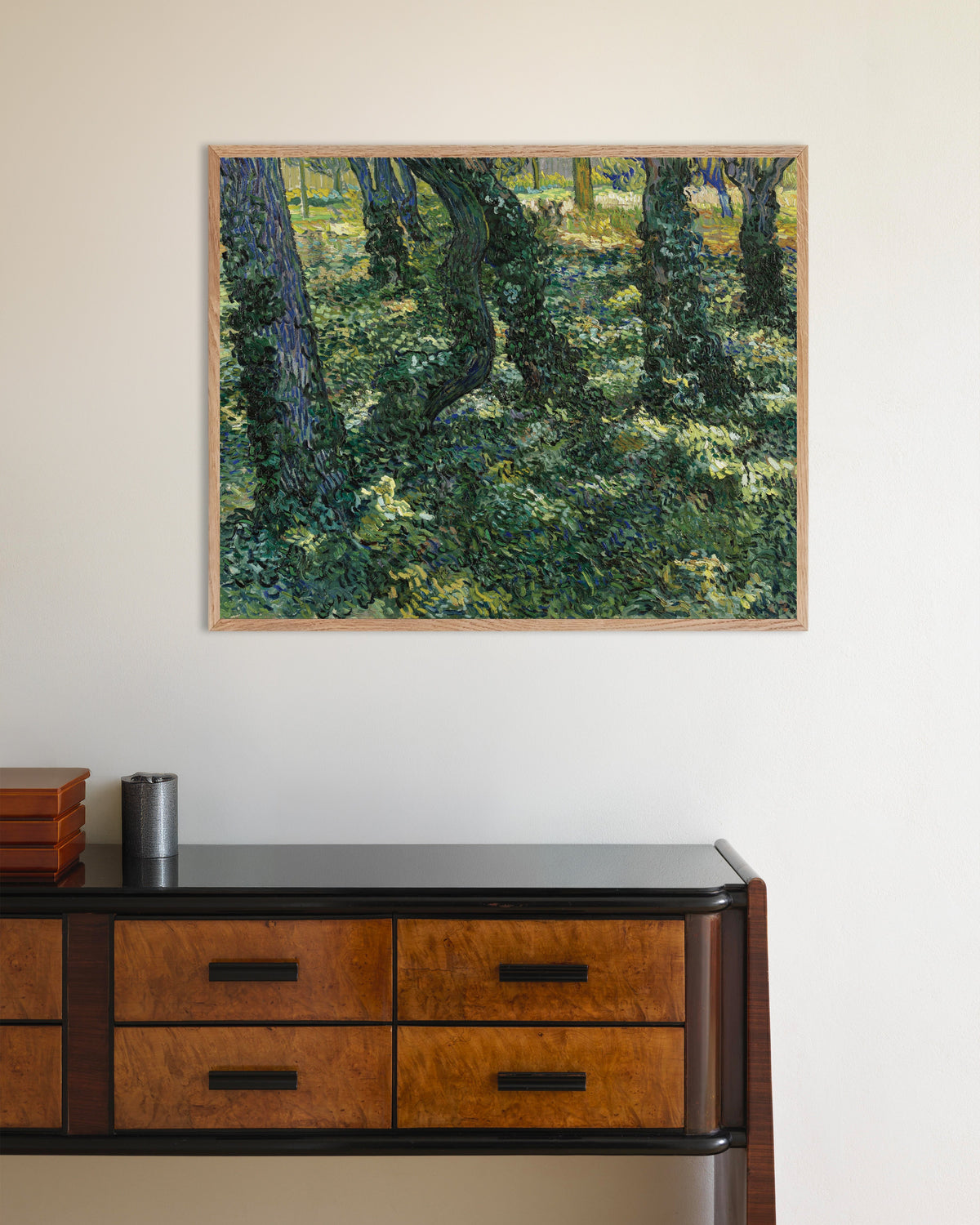Poster von Unterholz (1887) von Vincent van Gogh, mit naturbelassenem Holzrahmen