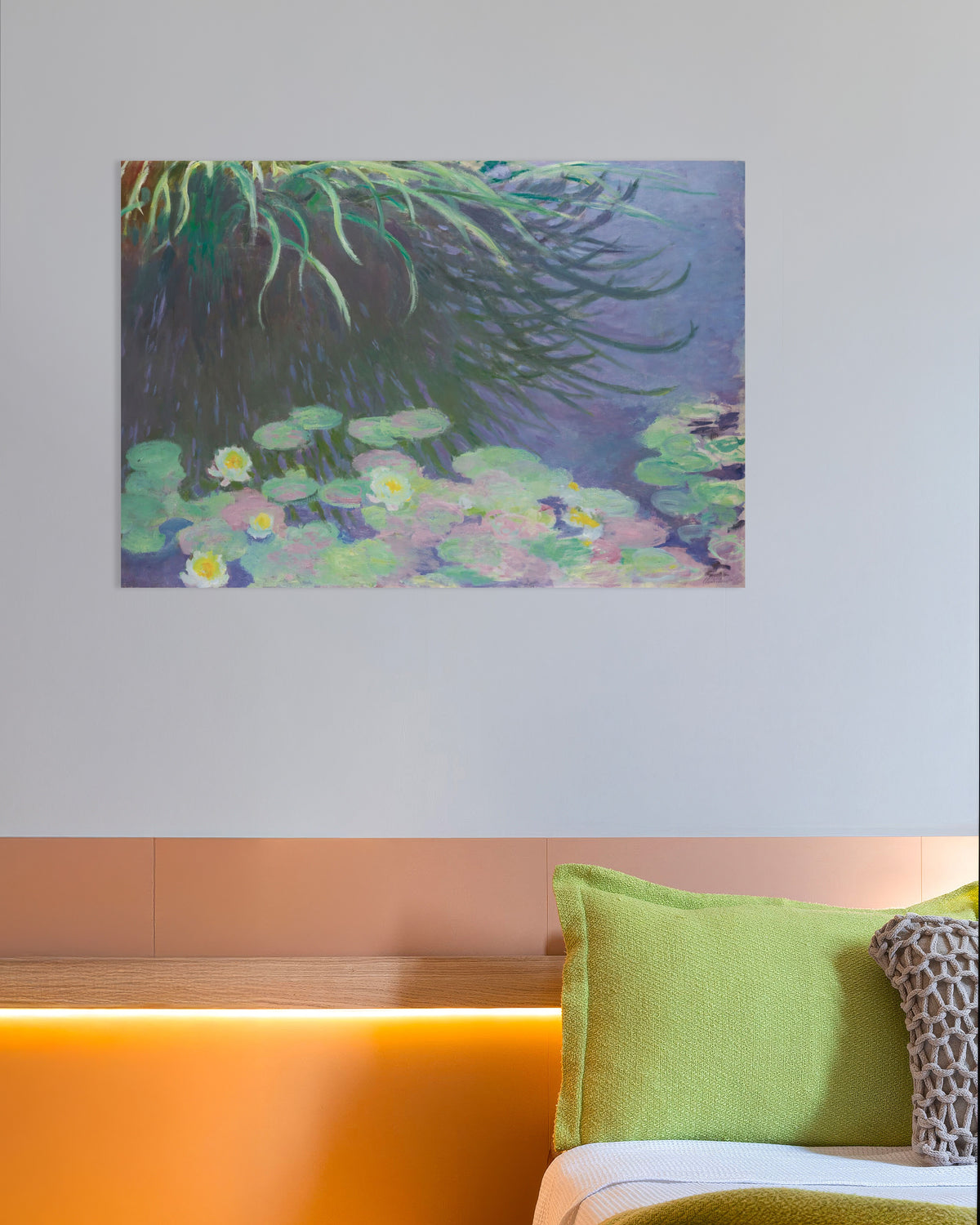 Poster Seerosen mit Spiegelungen hoher Gräser (1914–1917) von Claude Monet