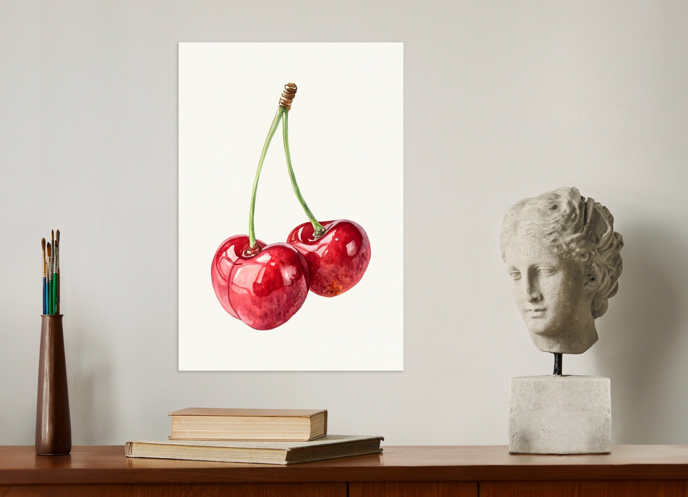 Poster of Watercolor Cherry Art Print – Fruit Wall Decor Poster