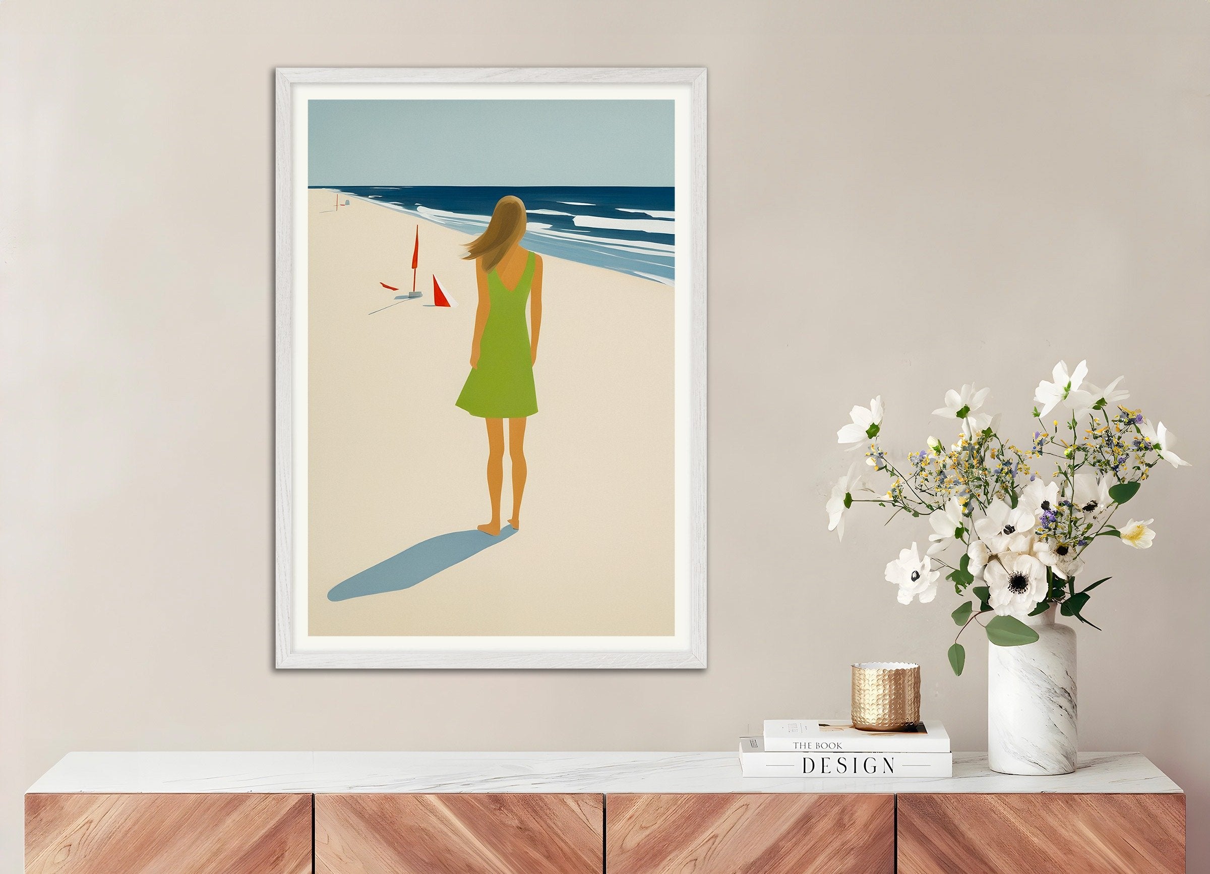 Poster of We'll Have Our Summer - Beach Breeze Art Print, with white wooden frame