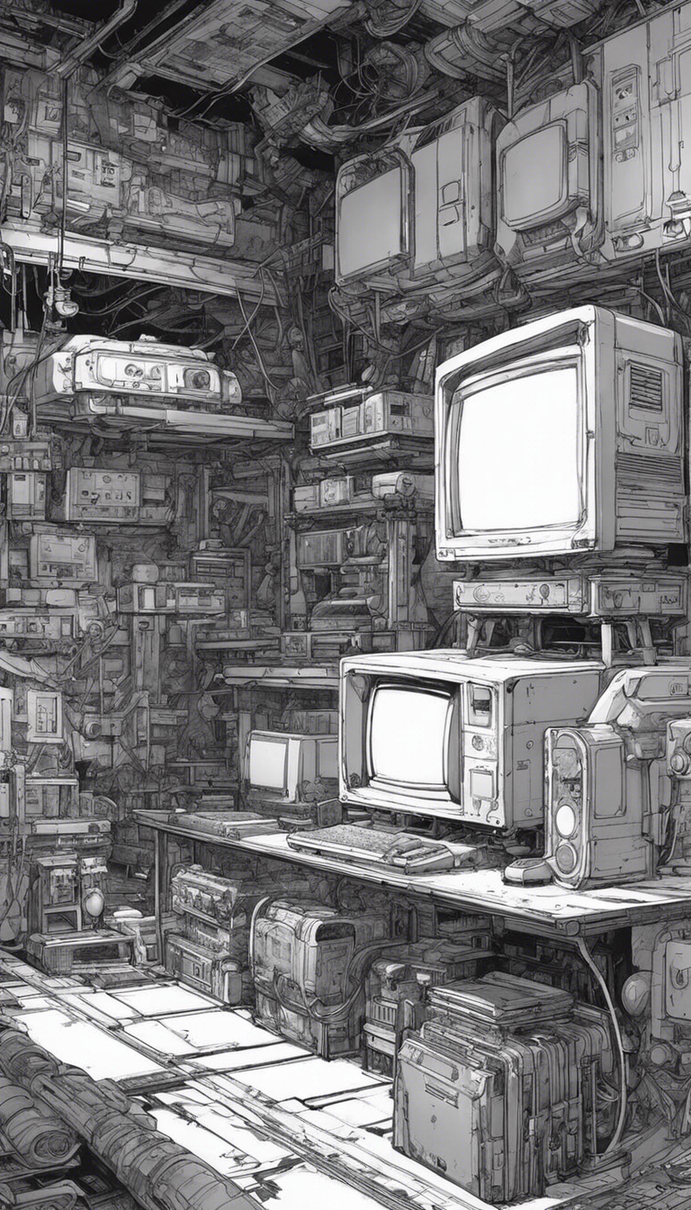 Zeitgenössisches schwarzes Cyberpunk-Manga, Videospielkonsole - Poster