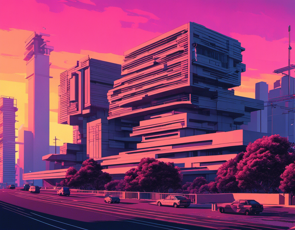 Vaporwave, brutalistische Architektur - Poster