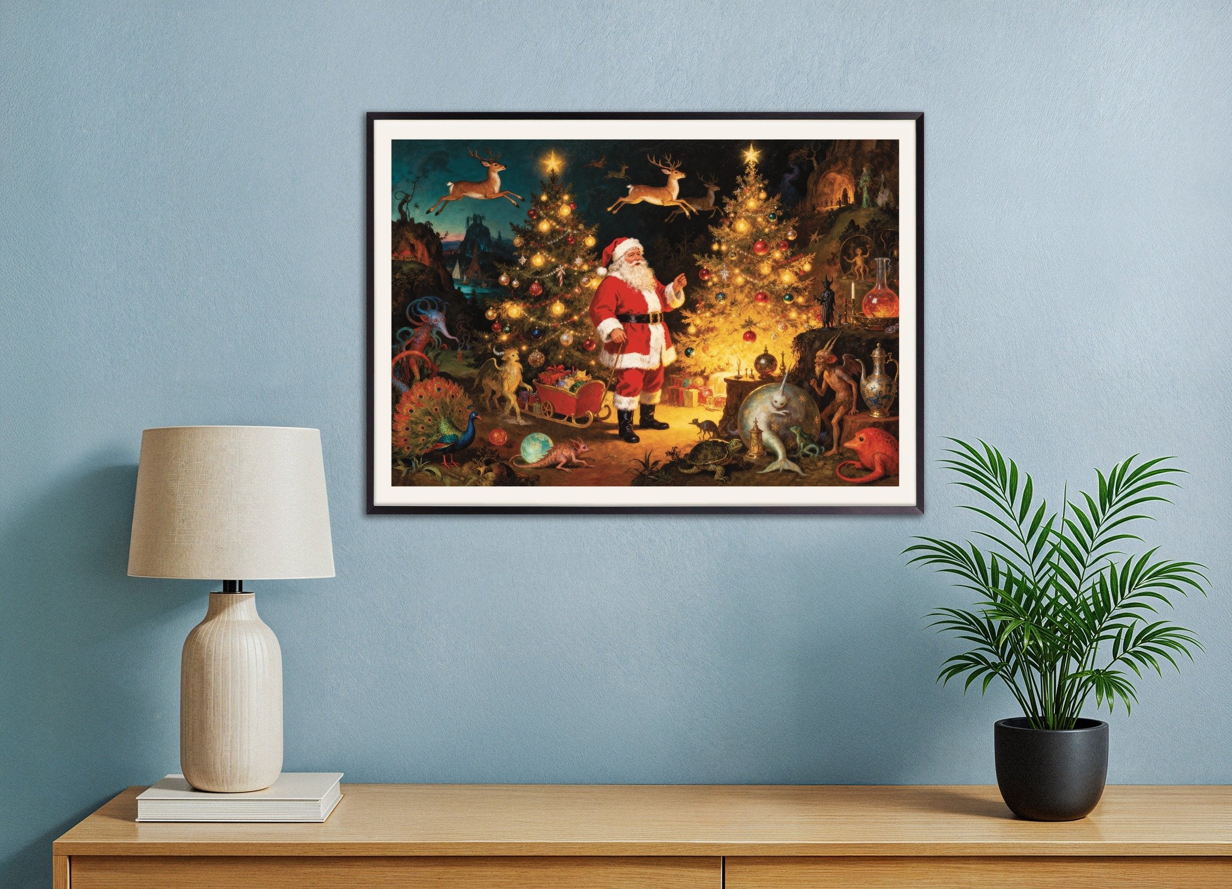 Poster of A strange and fantastic Christmas poster, with metal frame