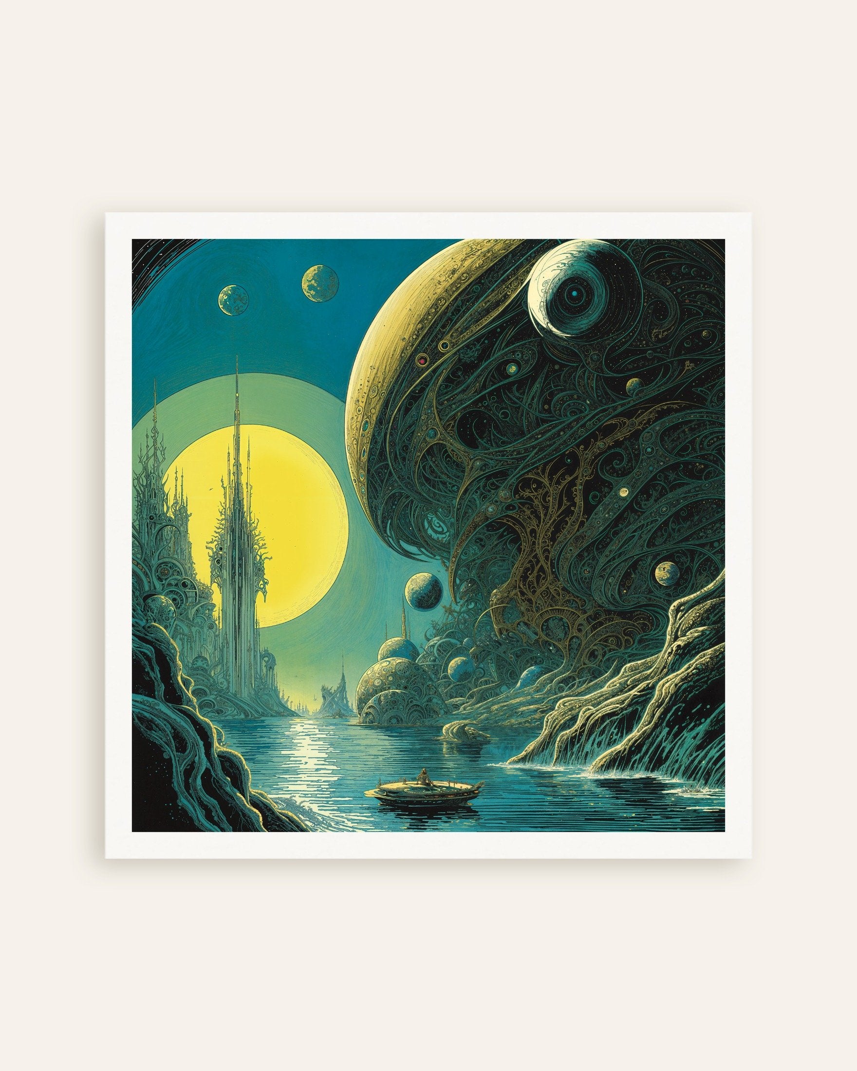 Poster of Aquatic Symbiosis - Cosmic Leviathan Over Tidal City - Poster, thumbnail