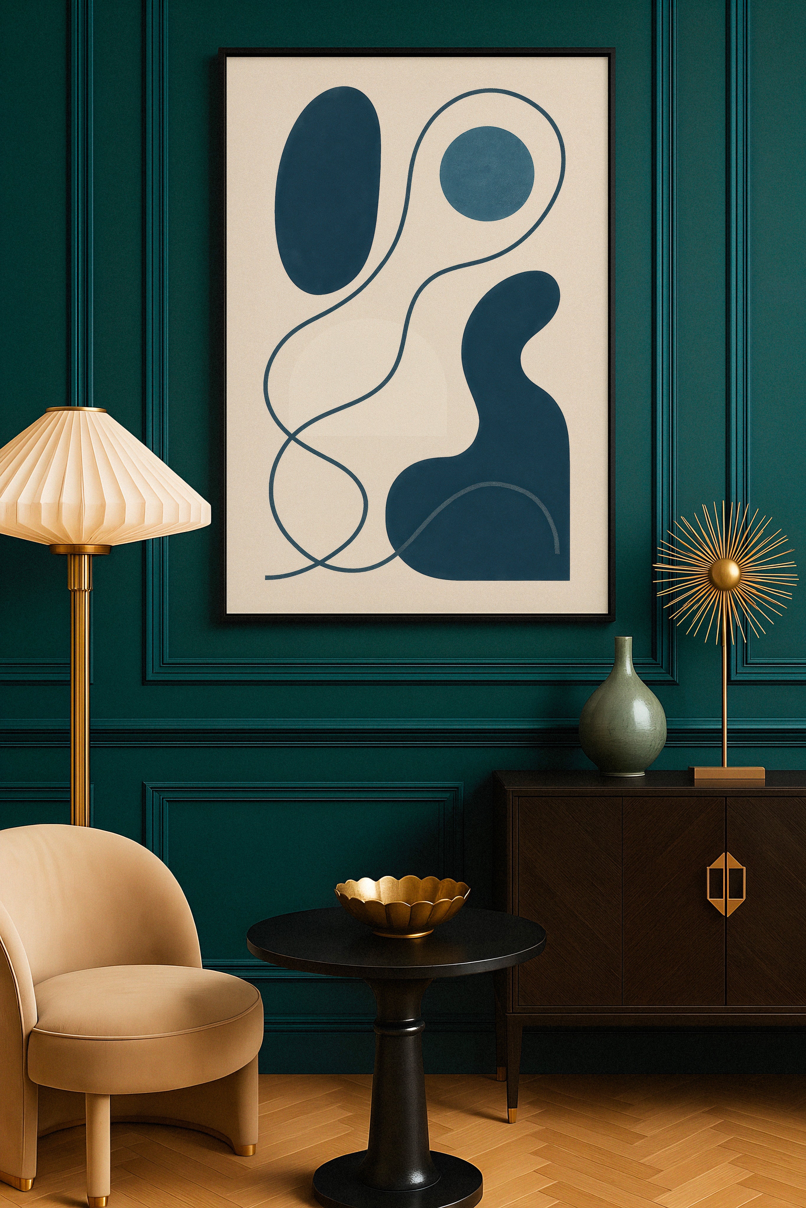 Inflections 01 – moderne abstrakte Linienkunst in Blau Poster