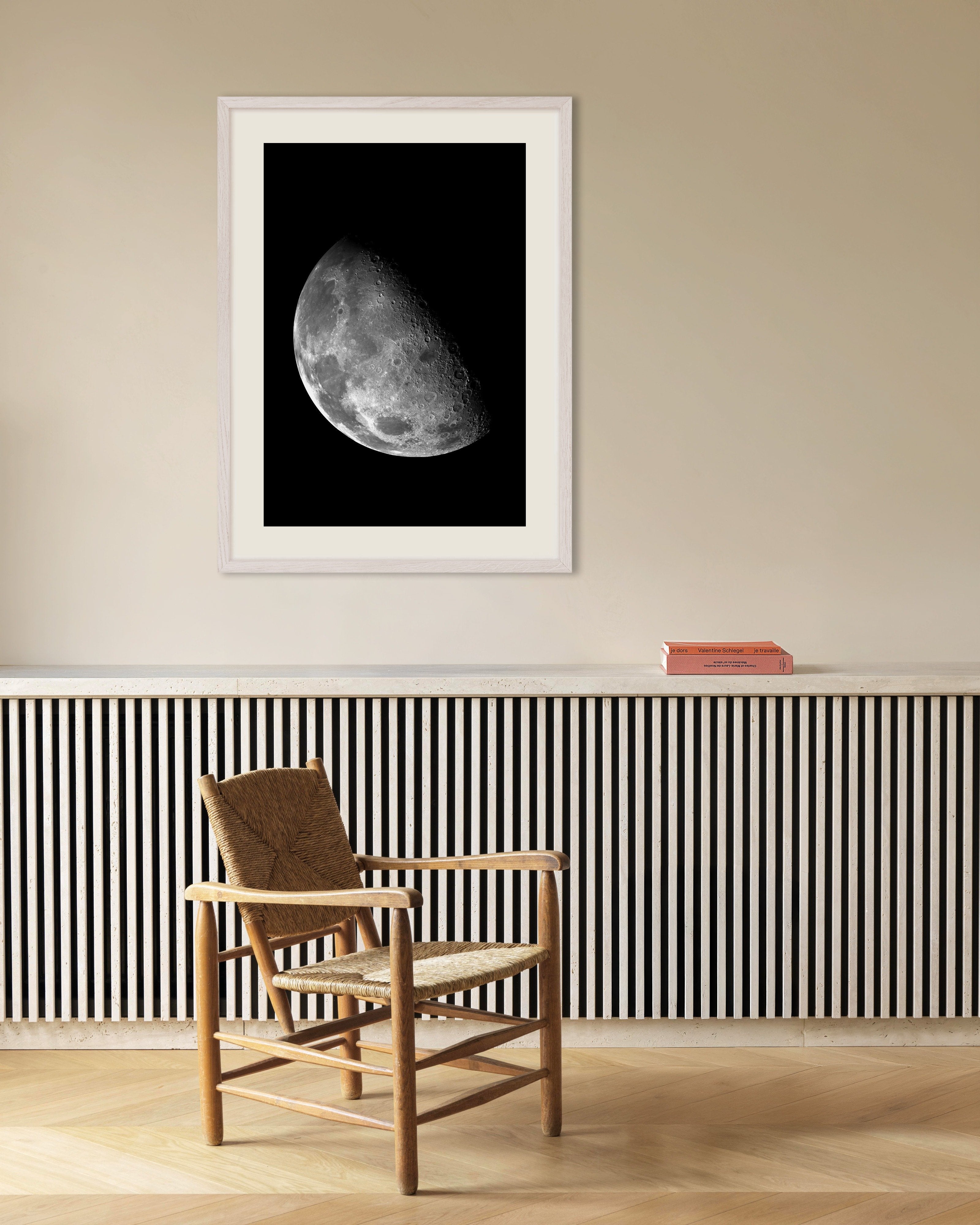Poster of Astronomy poster, the Moon, with white wooden frame