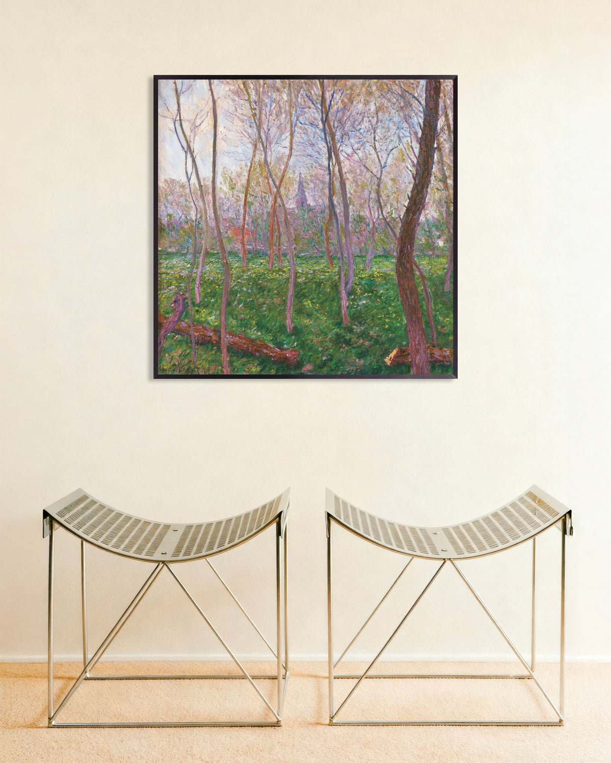 Poster Bennecourt (1887) von Claude Monet mit Metallrahmen
