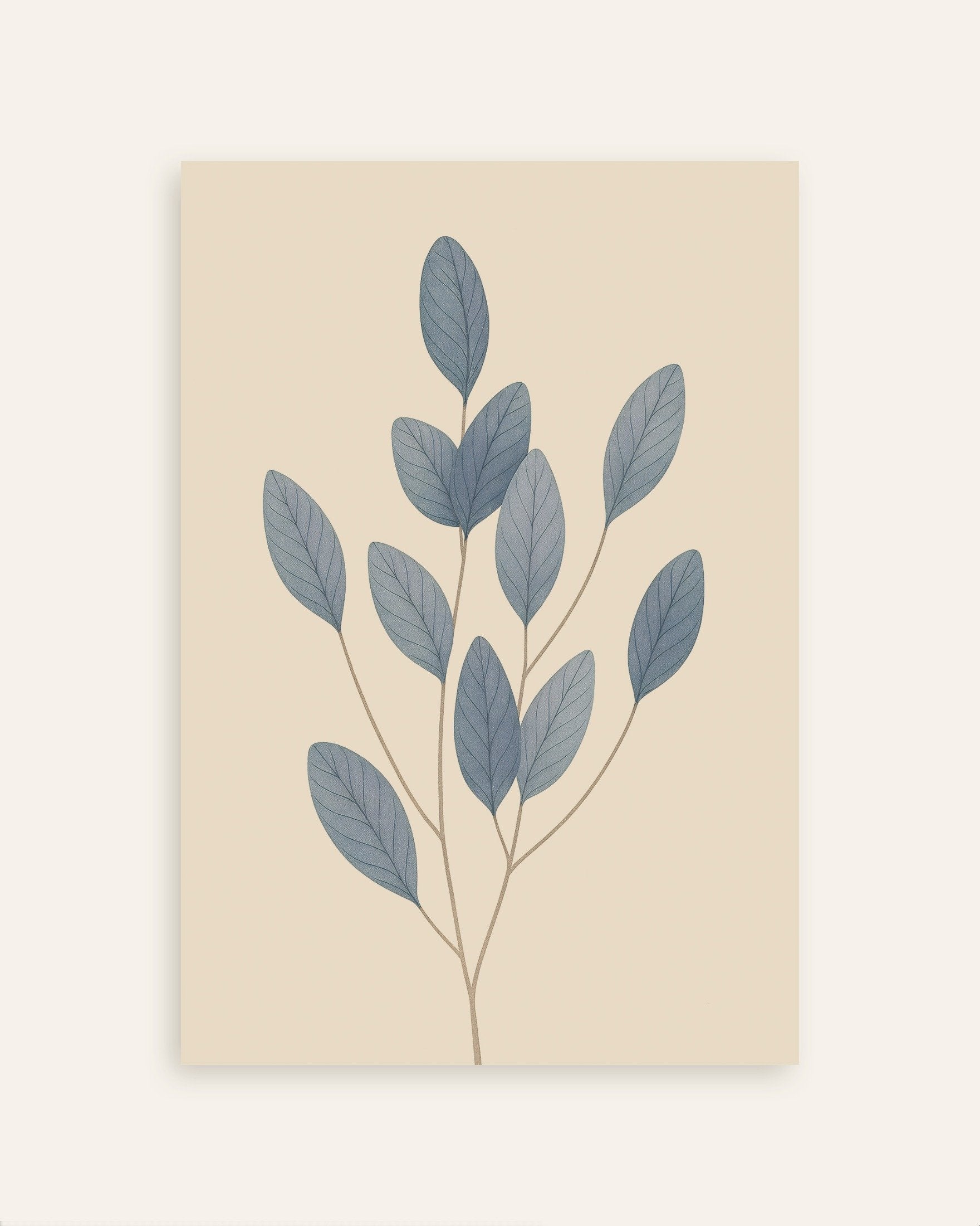 Poster of Blue Leaves Poster – Minimal Botanical Art, thumbnail