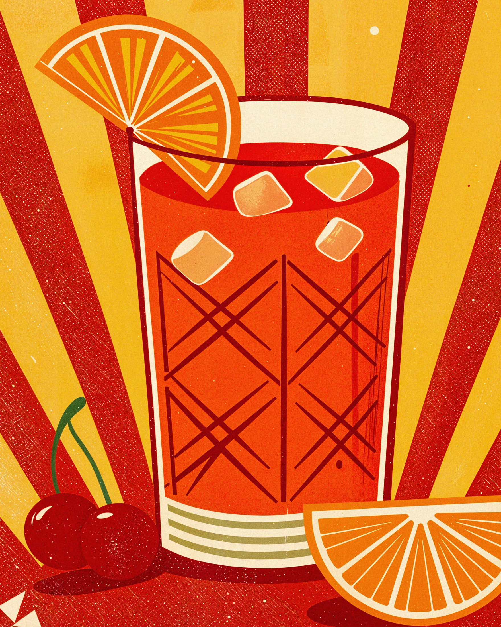 Campari Cocktail Poster - Retro italienischer Aperitif