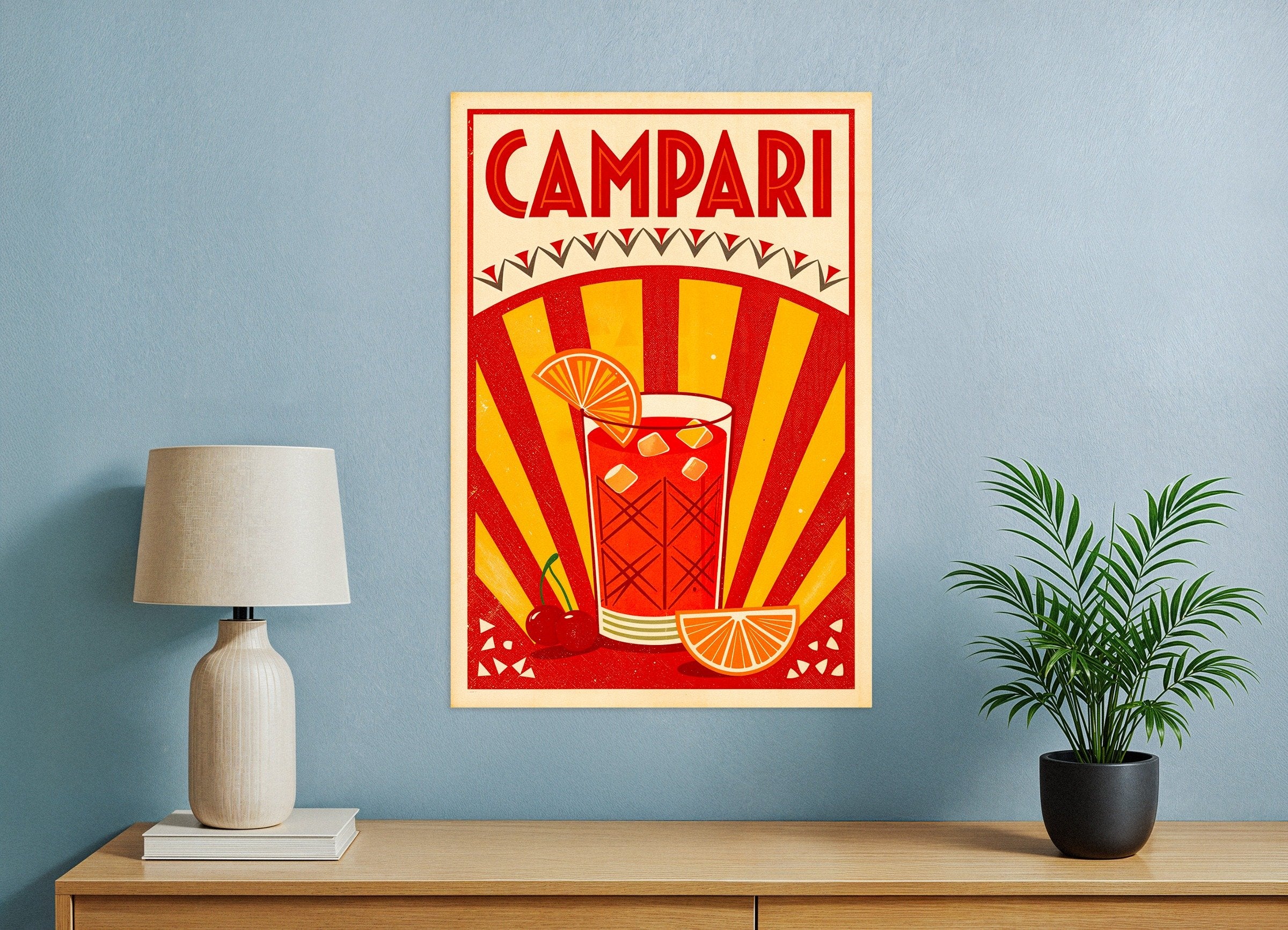 Poster of Campari Cocktail Poster - Retro Italian Aperitif