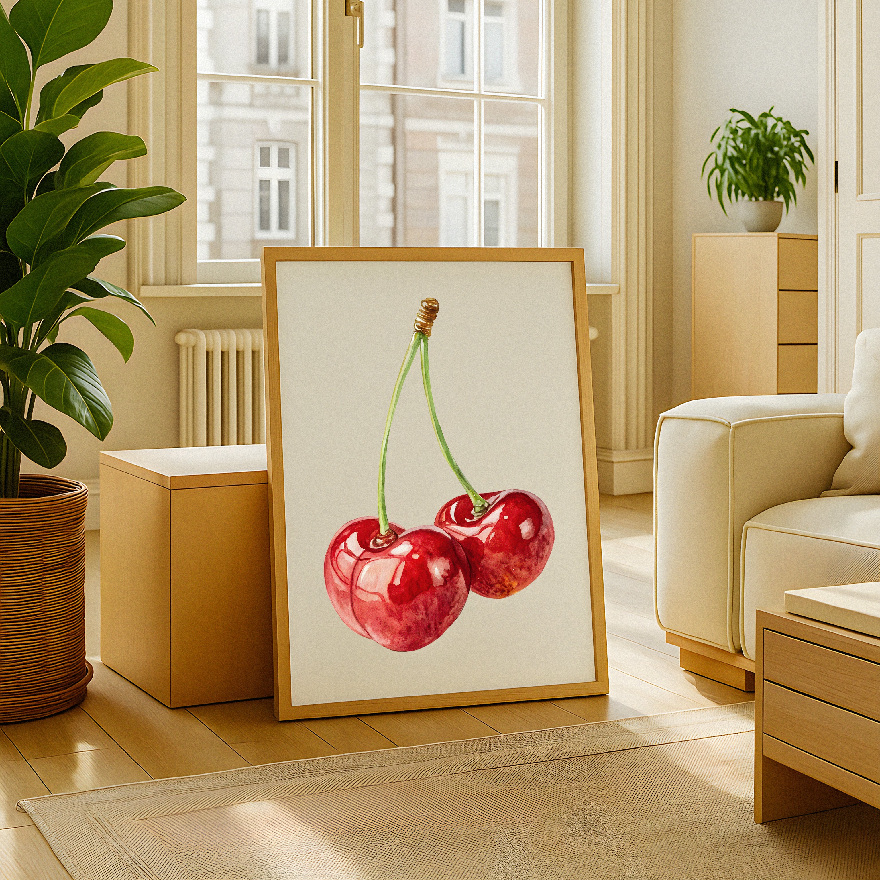 Aquarell Kirsch Plakat – Obst Wanddekor Poster