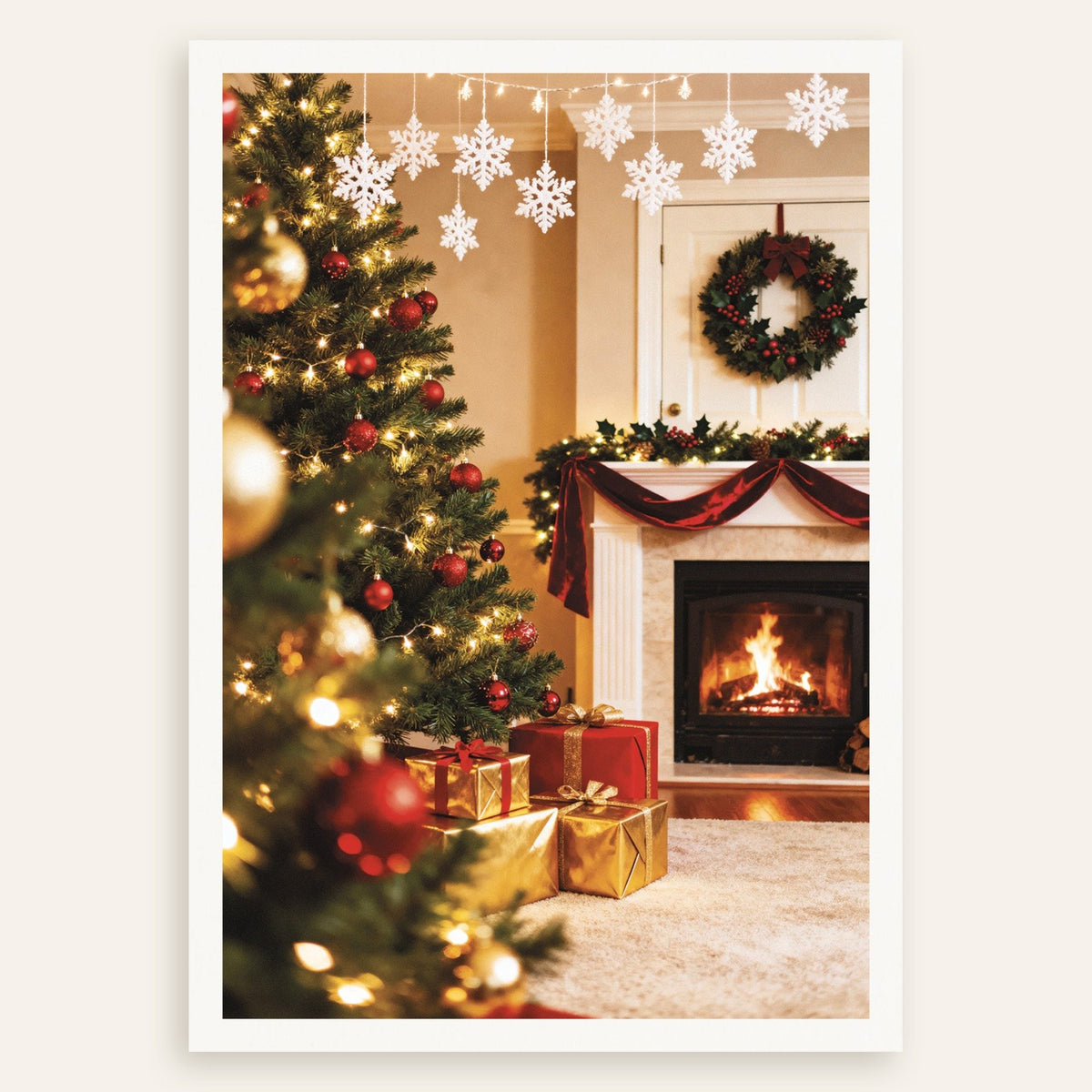 Weihnachtsposter mit Kamin
