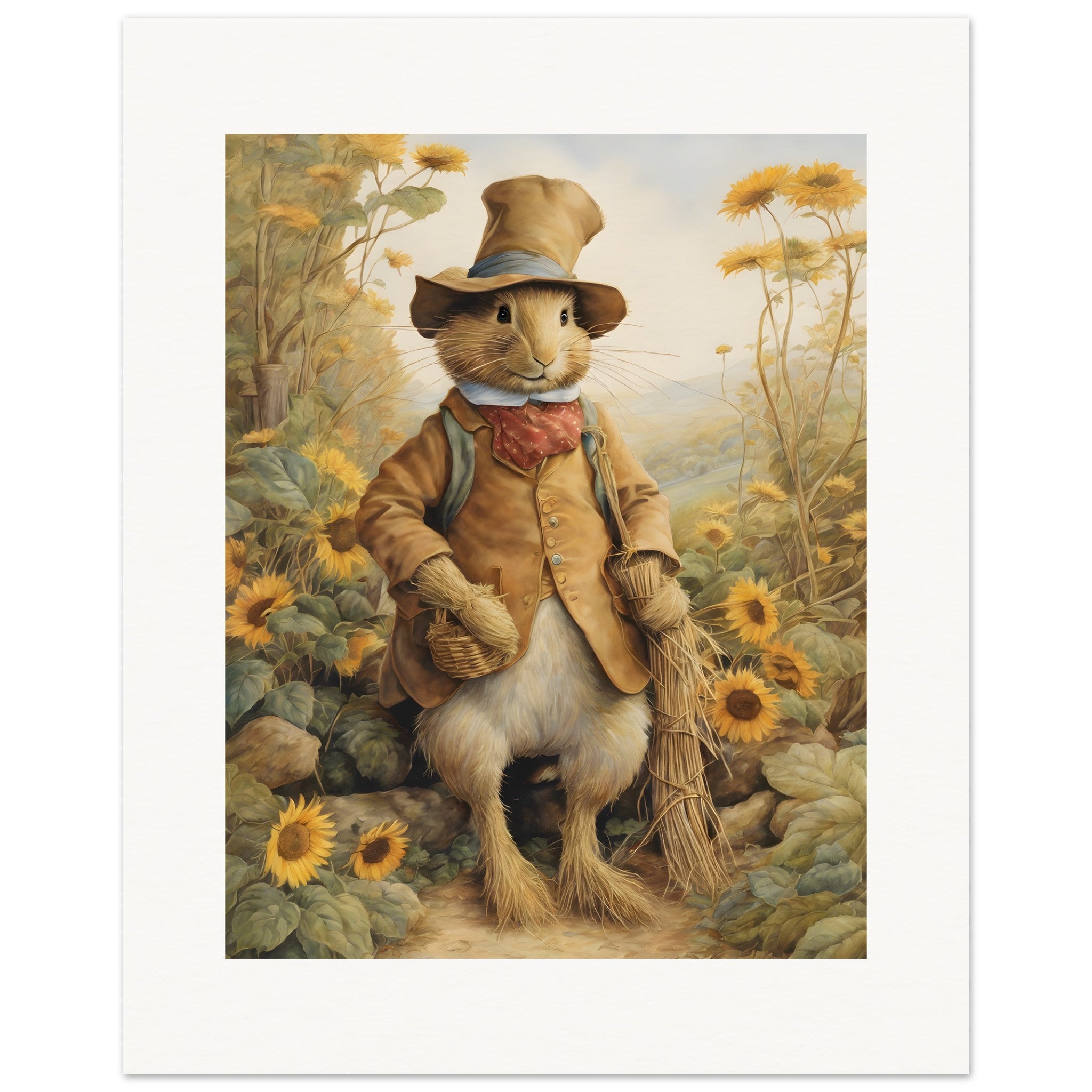 Entzückende Geschichten, zarte britische Aquarelle, Vogelscheuche - Poster