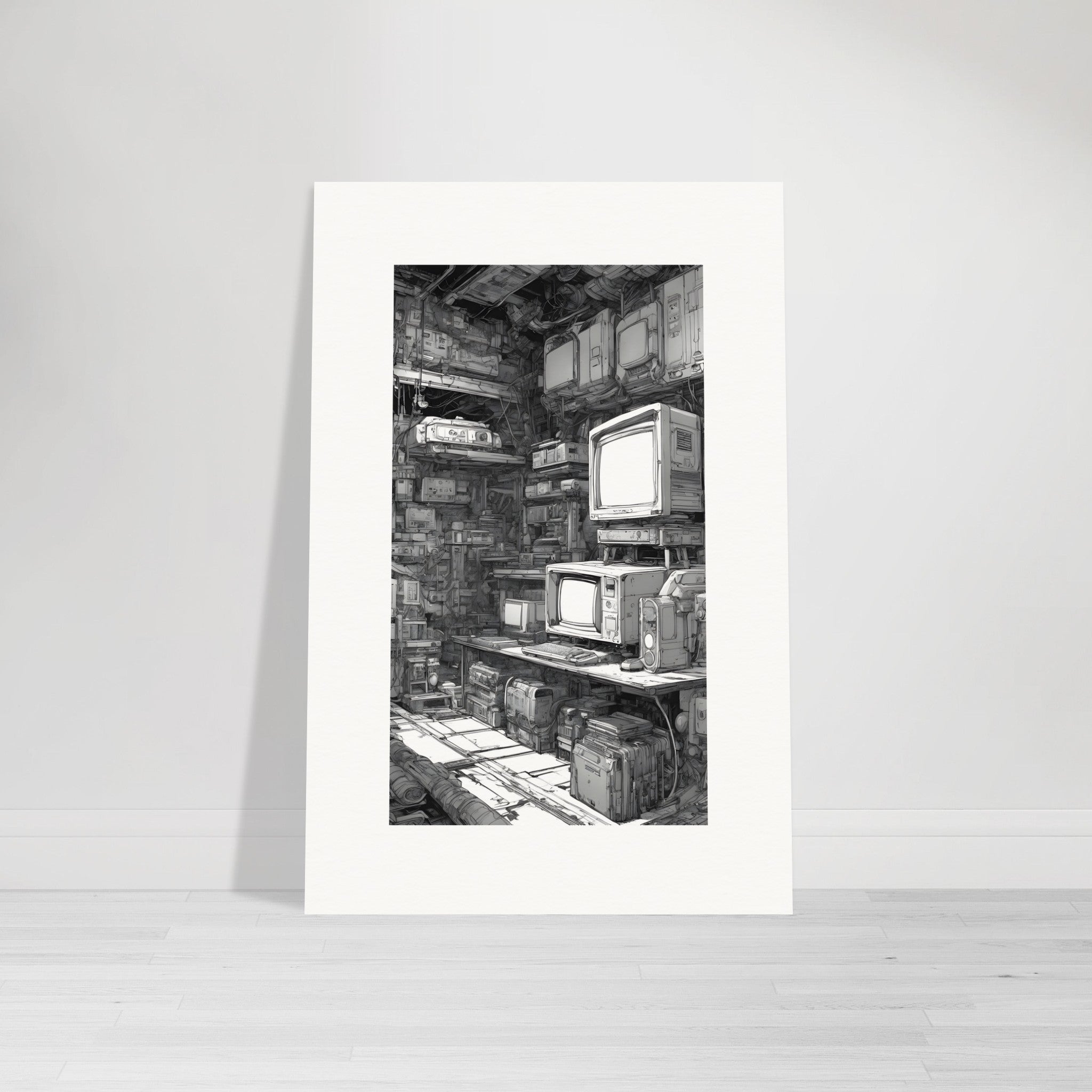 Zeitgenössisches schwarzes Cyberpunk-Manga, Videospielkonsole - Poster