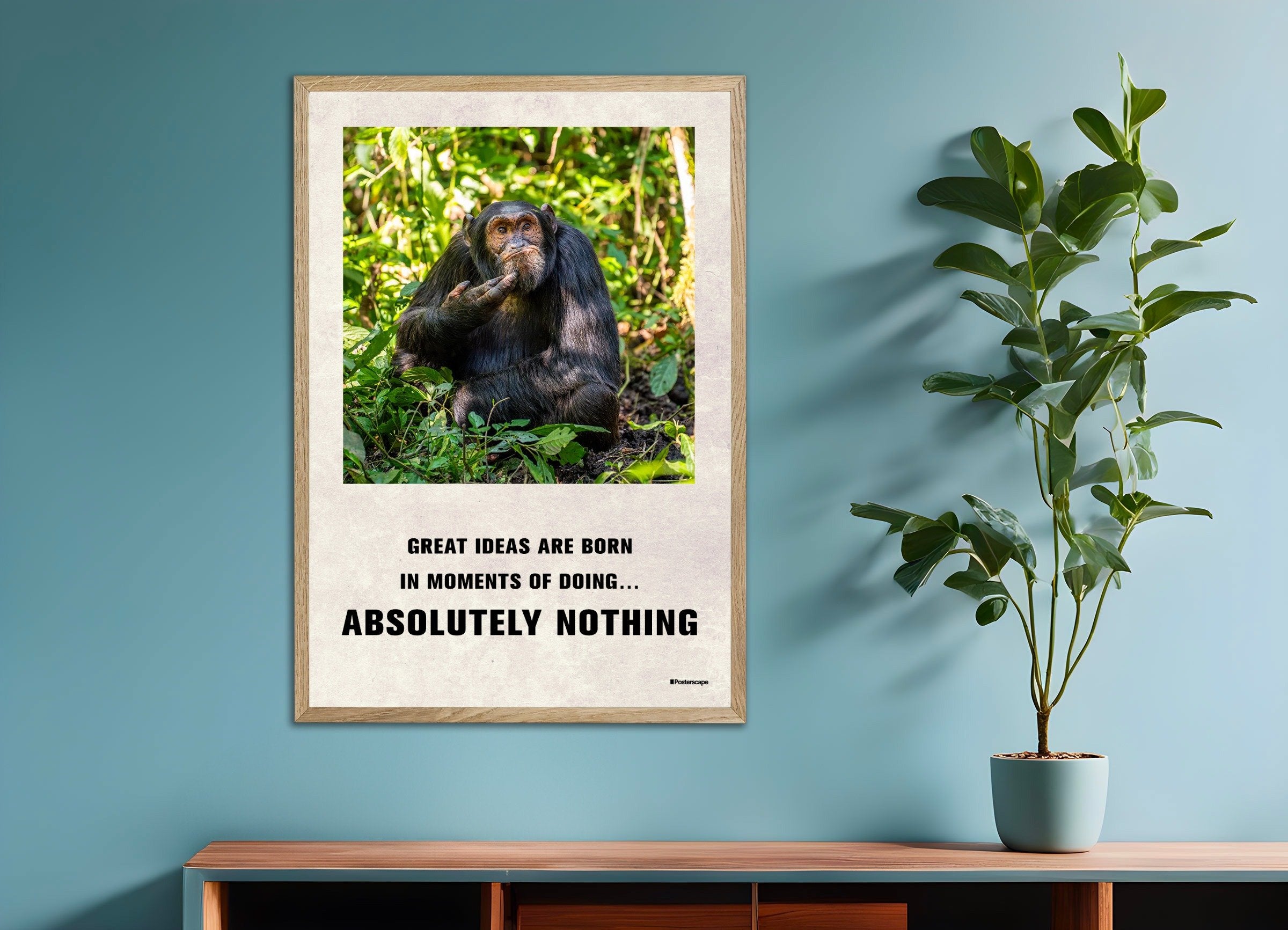 Poster of Doing Nothing - Demotivational Poster, with natural wooden frame
