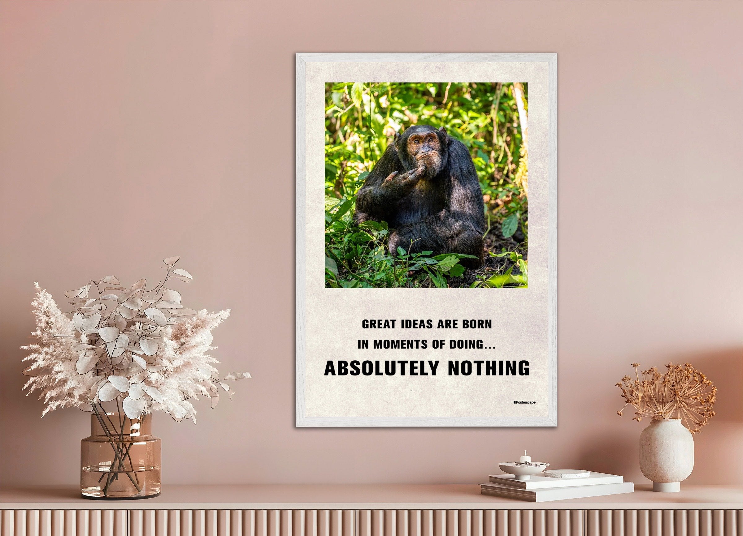 Poster of Doing Nothing - Demotivational Poster, with white wooden frame