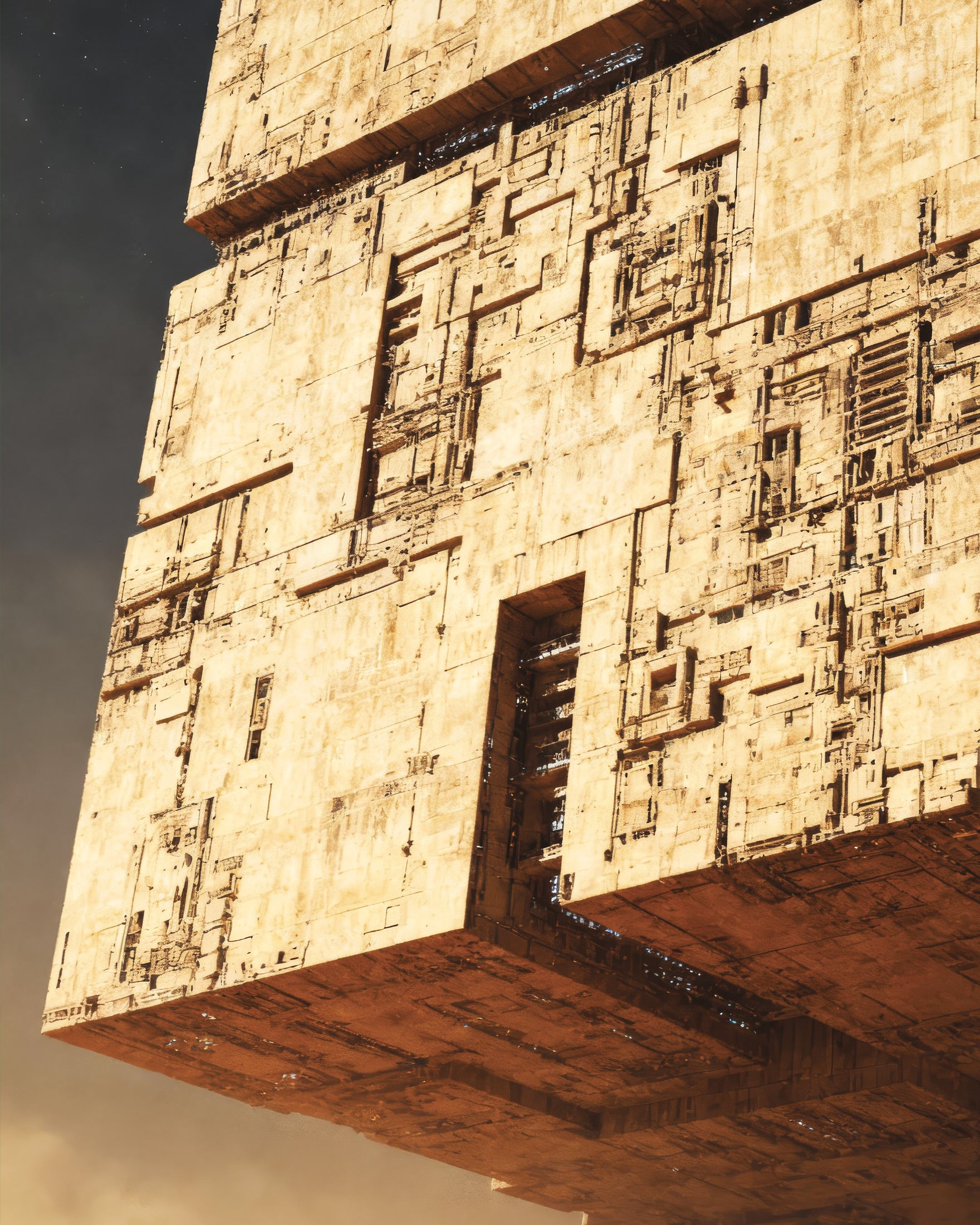 Kolossaler Wüstenwürfel, Düne, Sci-Fi-Megastruktur Plakat Poster