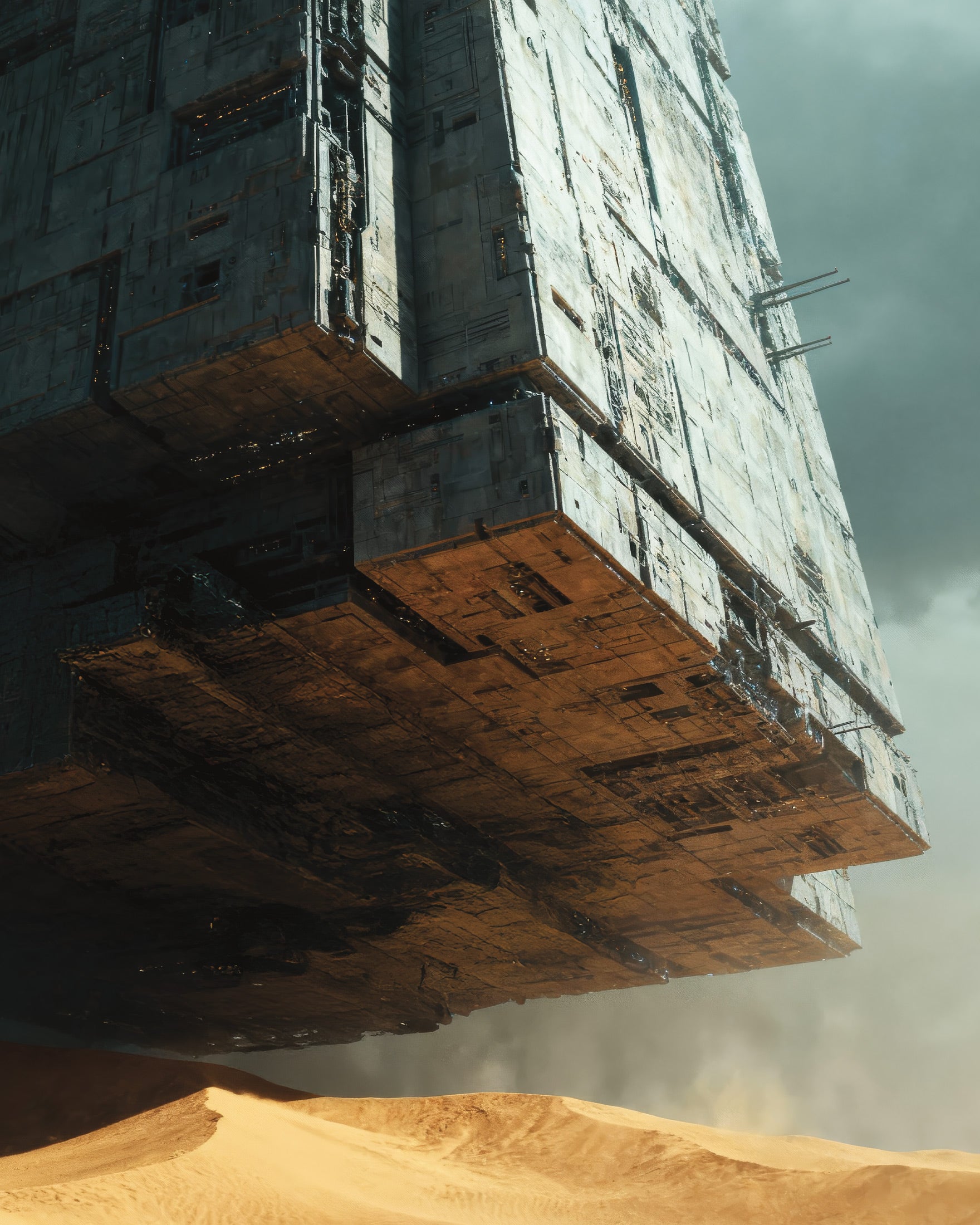 Floating Megastruktur Poster, Dune, Sci-Fi Wüsten Plakat