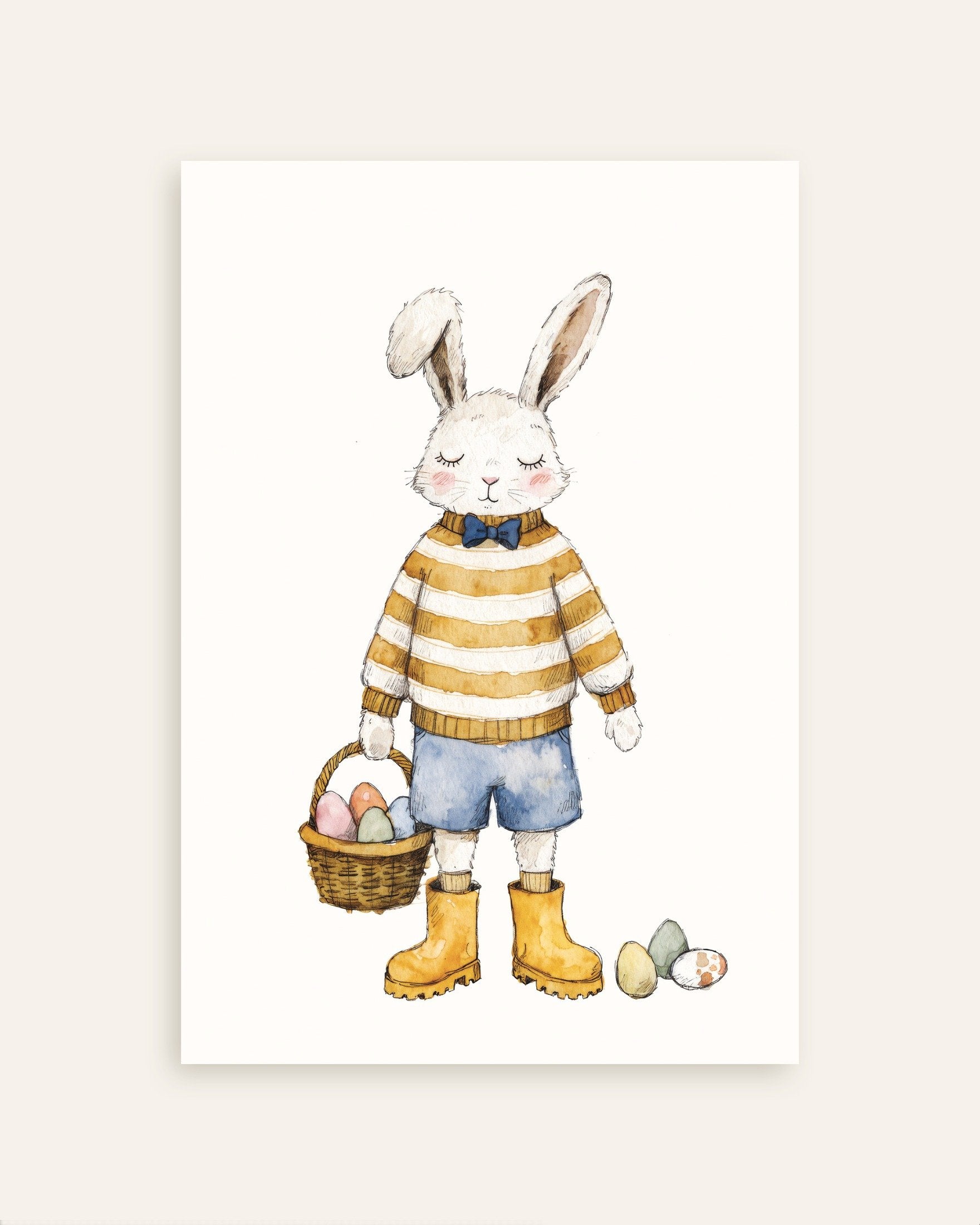 Poster of Easter Bunny with Basket Art Print, thumbnail