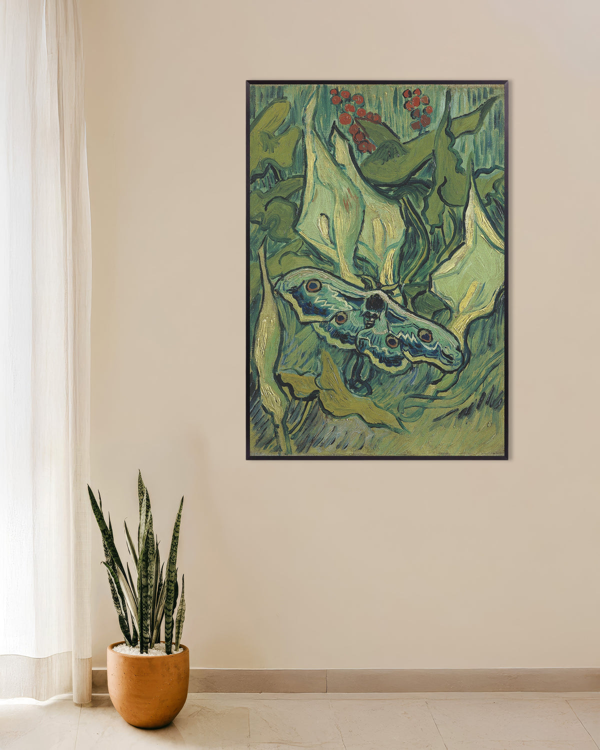 Poster mit „Kaisermotte (1889) von Vincent van Gogh“ und Metallrahmen