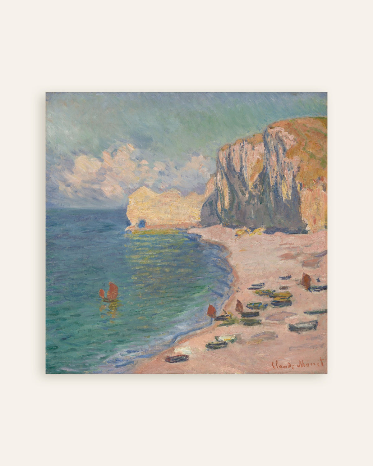 Poster Étretat, der Strand und die Falaise d'Amont (1885) von Claude Monet, Vorschaubild
