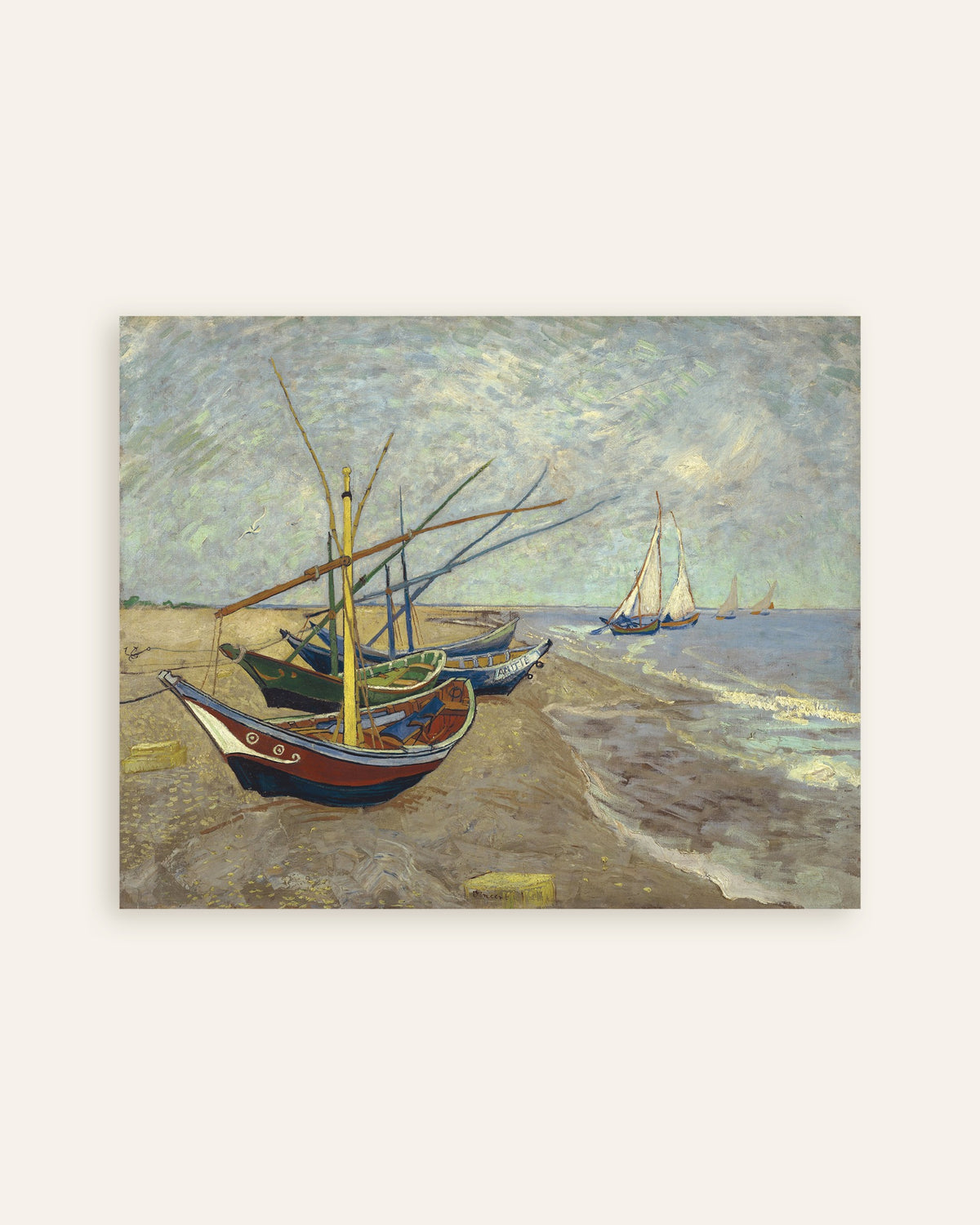 Poster Fischerboote am Strand von Les Saintes-Maries-de-la-Mer (1888) von Vincent van Gogh, Miniaturansicht