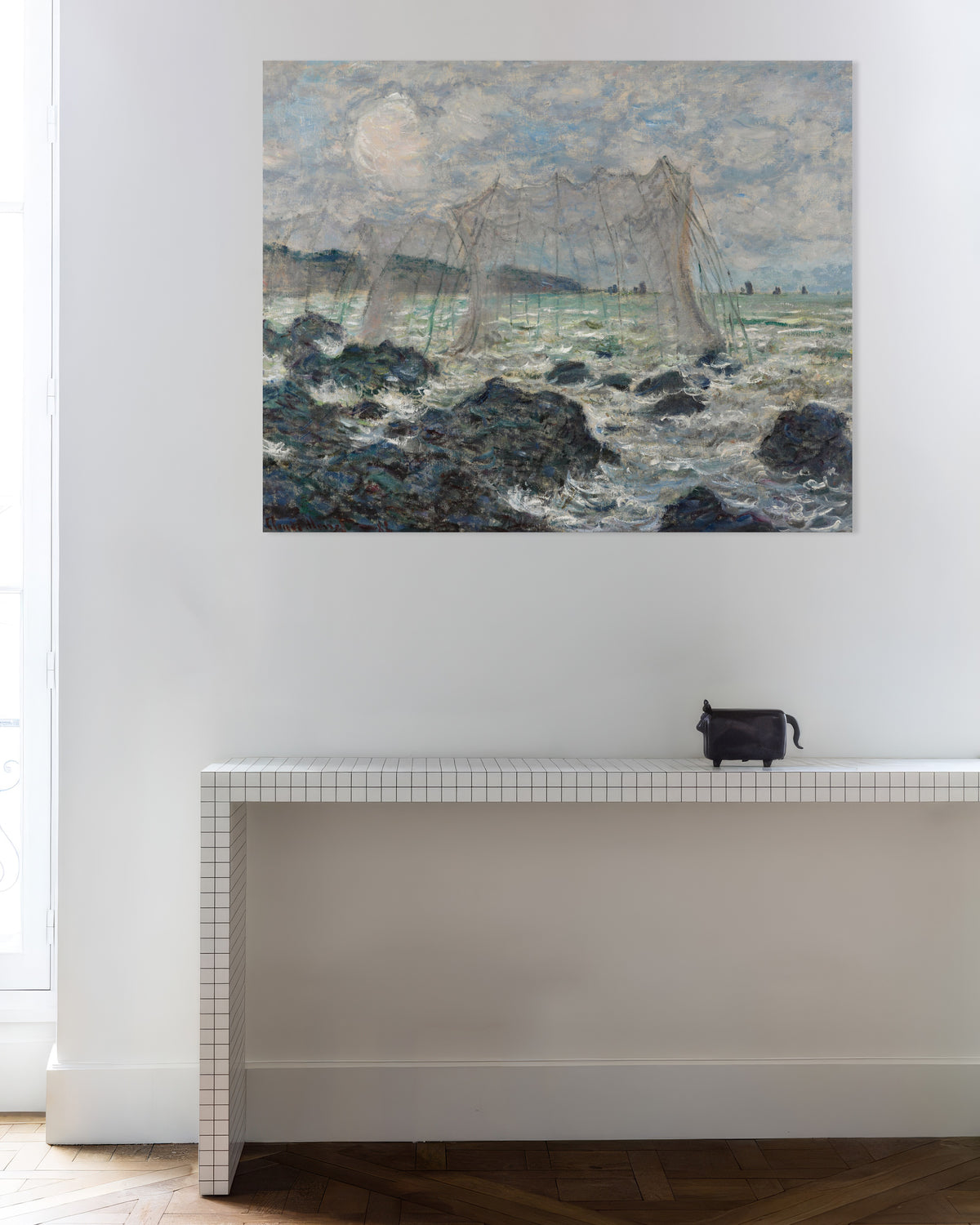 Poster Fischernetze in Pourville (1882) von Claude Monet