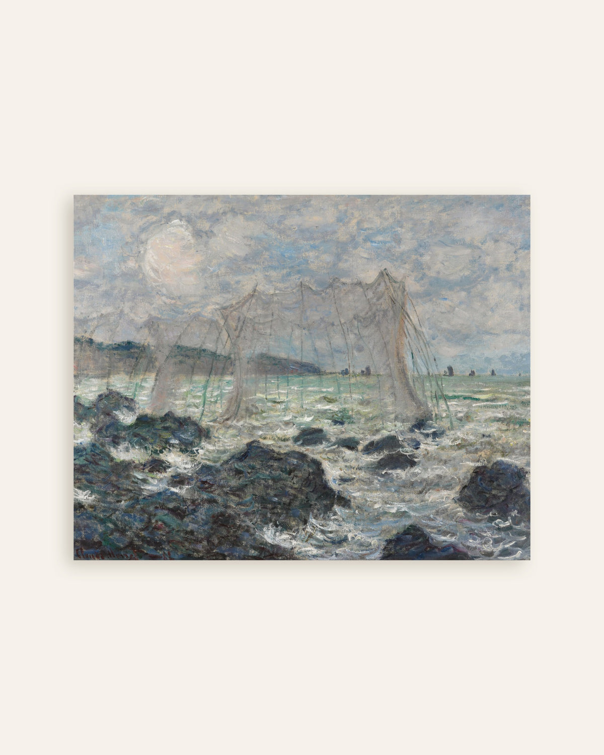 Poster Fischernetze in Pourville (1882) von Claude Monet, Vorschaubild