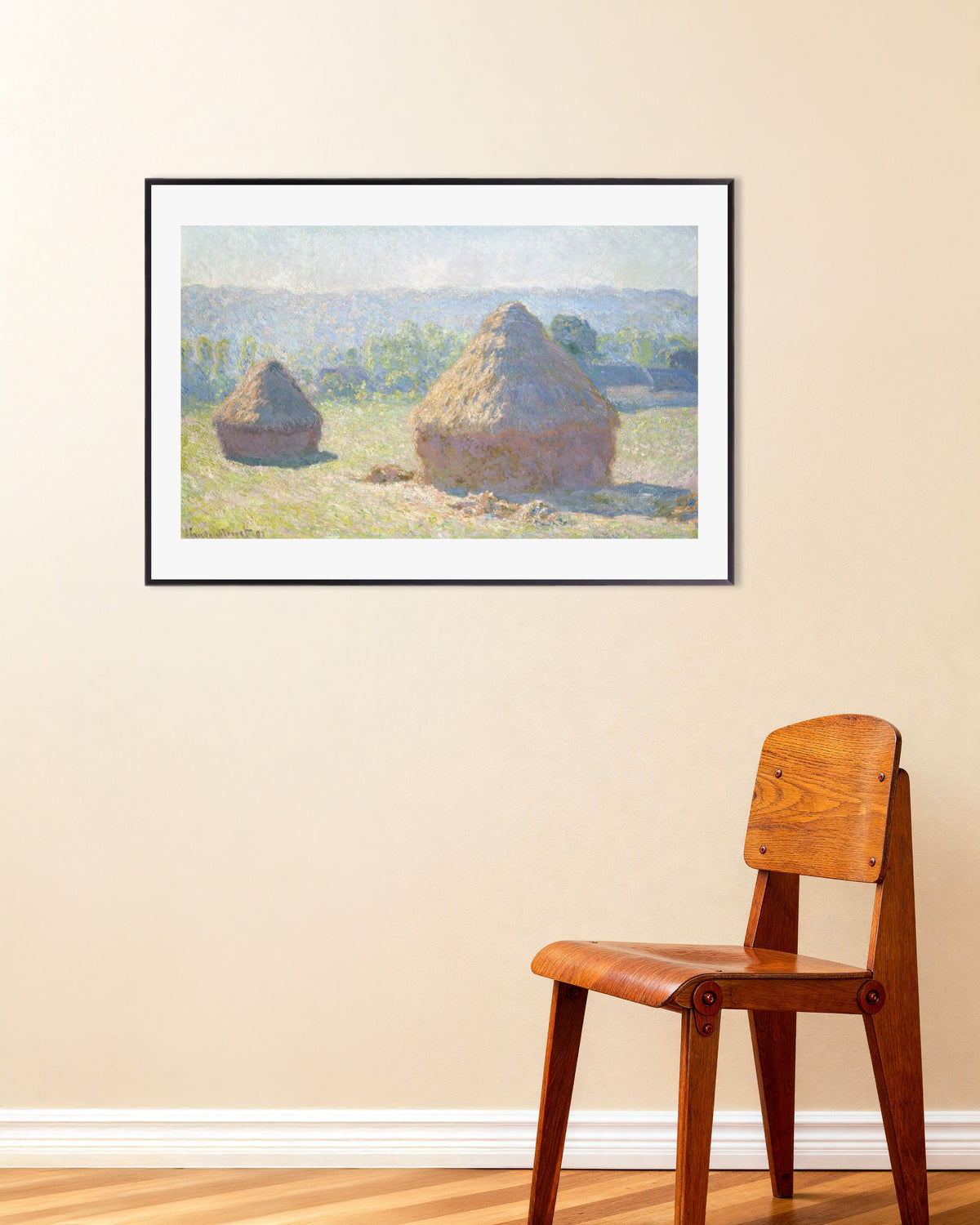 Poster Getreideschober, Ende des Sommers (1891) von Claude Monet mit Metallrahmen
