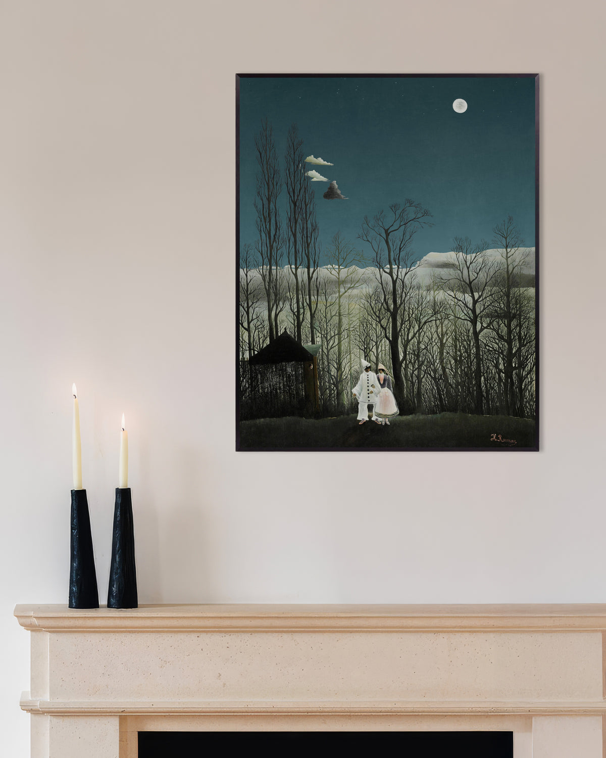 Poster von Henri Rousseau – Ein Karnevalsabend (Detail) mit Metallrahmen