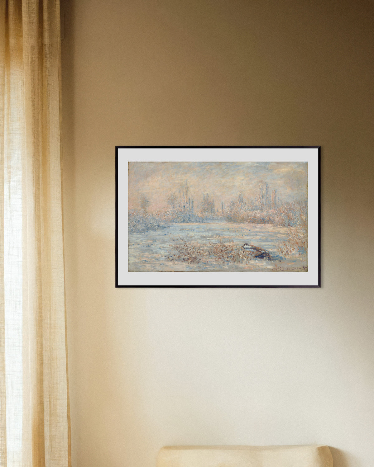 Poster Raureif (1880) von Claude Monet mit Metallrahmen