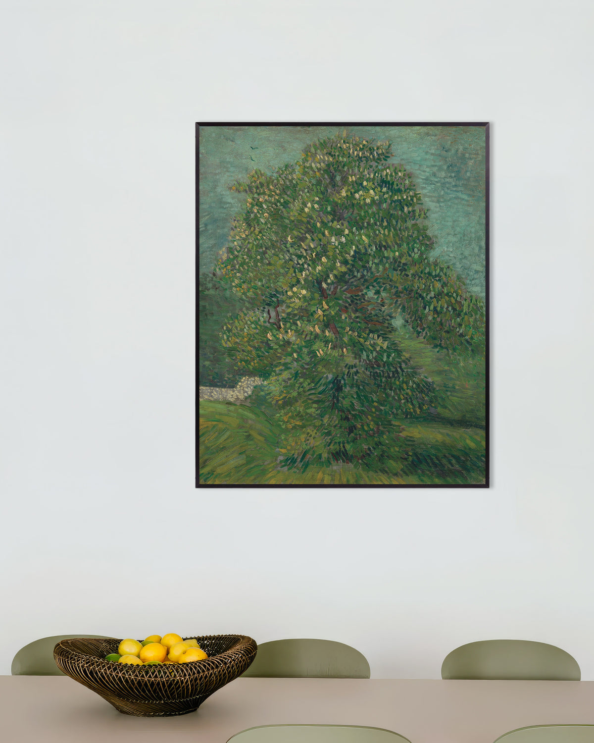 Poster von Rosskastanie in Blüte (1887) von Vincent van Gogh mit Metallrahmen
