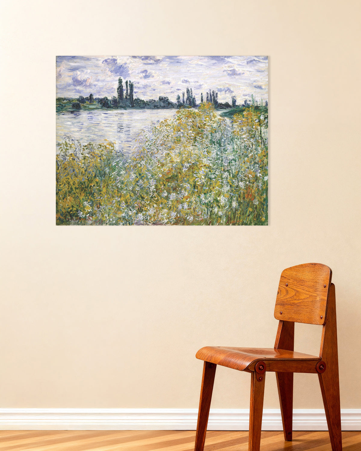 Poster Die Blumeninsel bei Vétheuil (1880) von Claude Monet