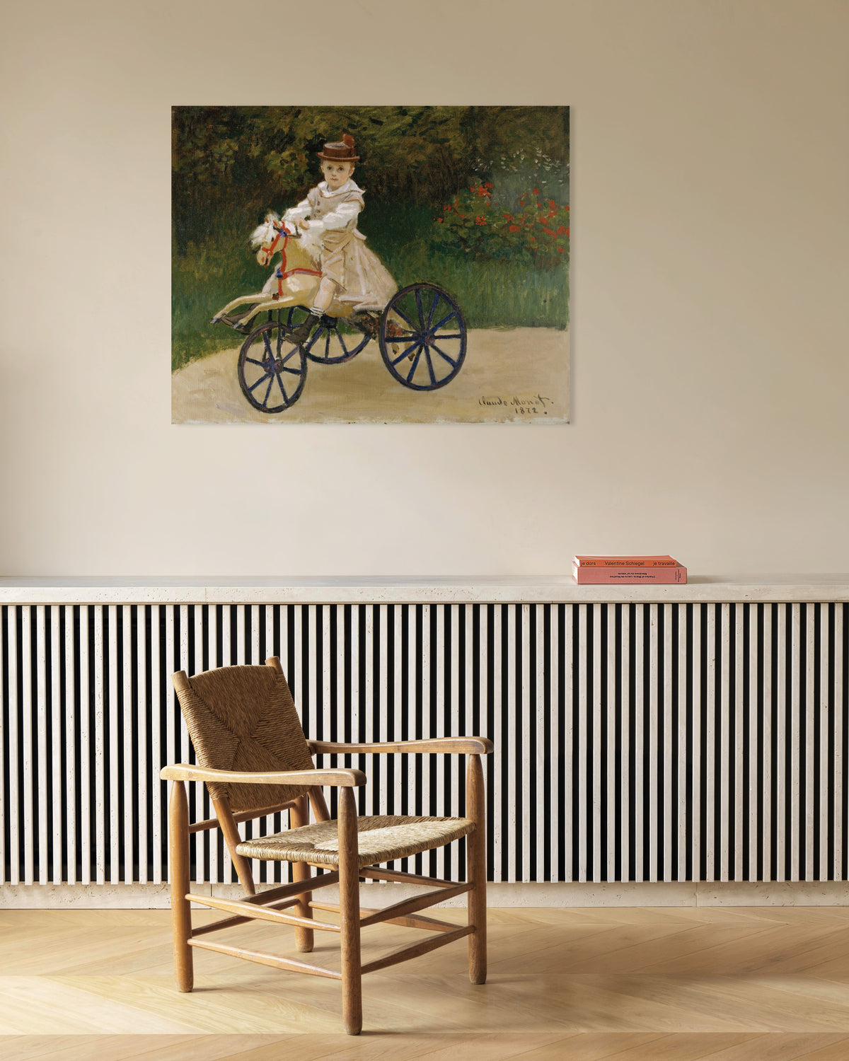 Poster Jean Monet auf seinem Steckenpferd (1872) von Claude Monet