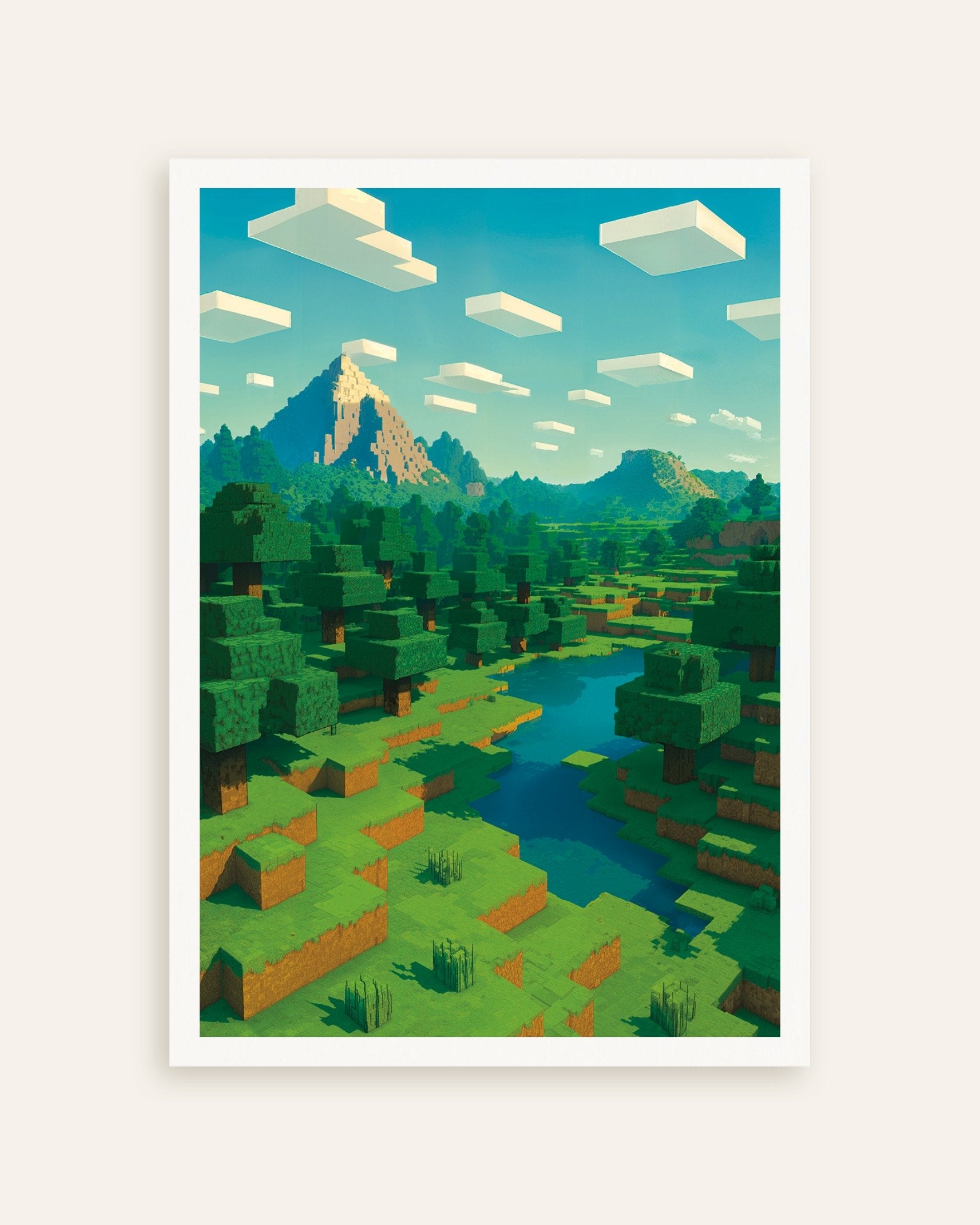 Poster of Minecraft Mountain Landscape – pixel art fan poster, thumbnail