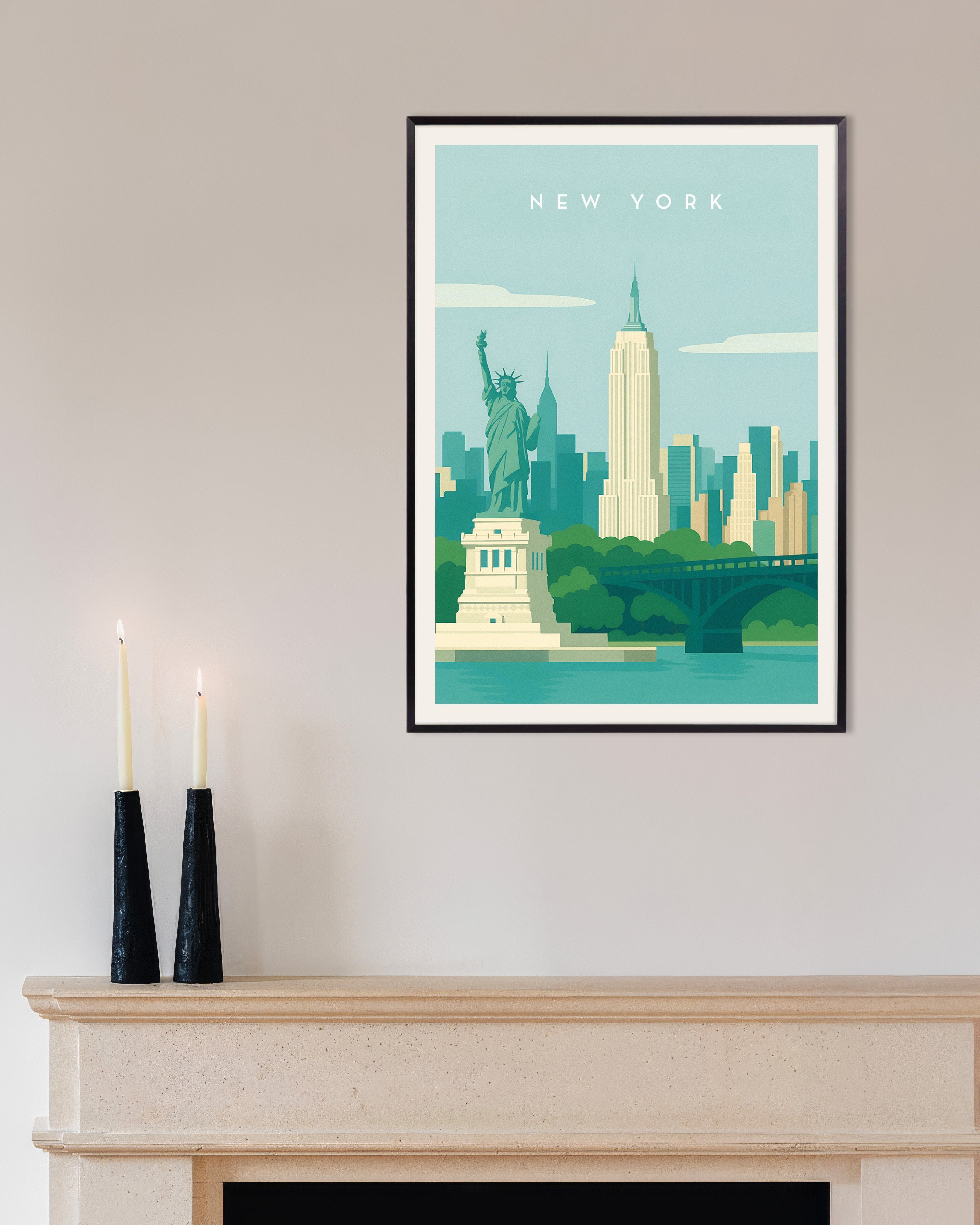 Poster of New York City Wall Art Print, with metal frame