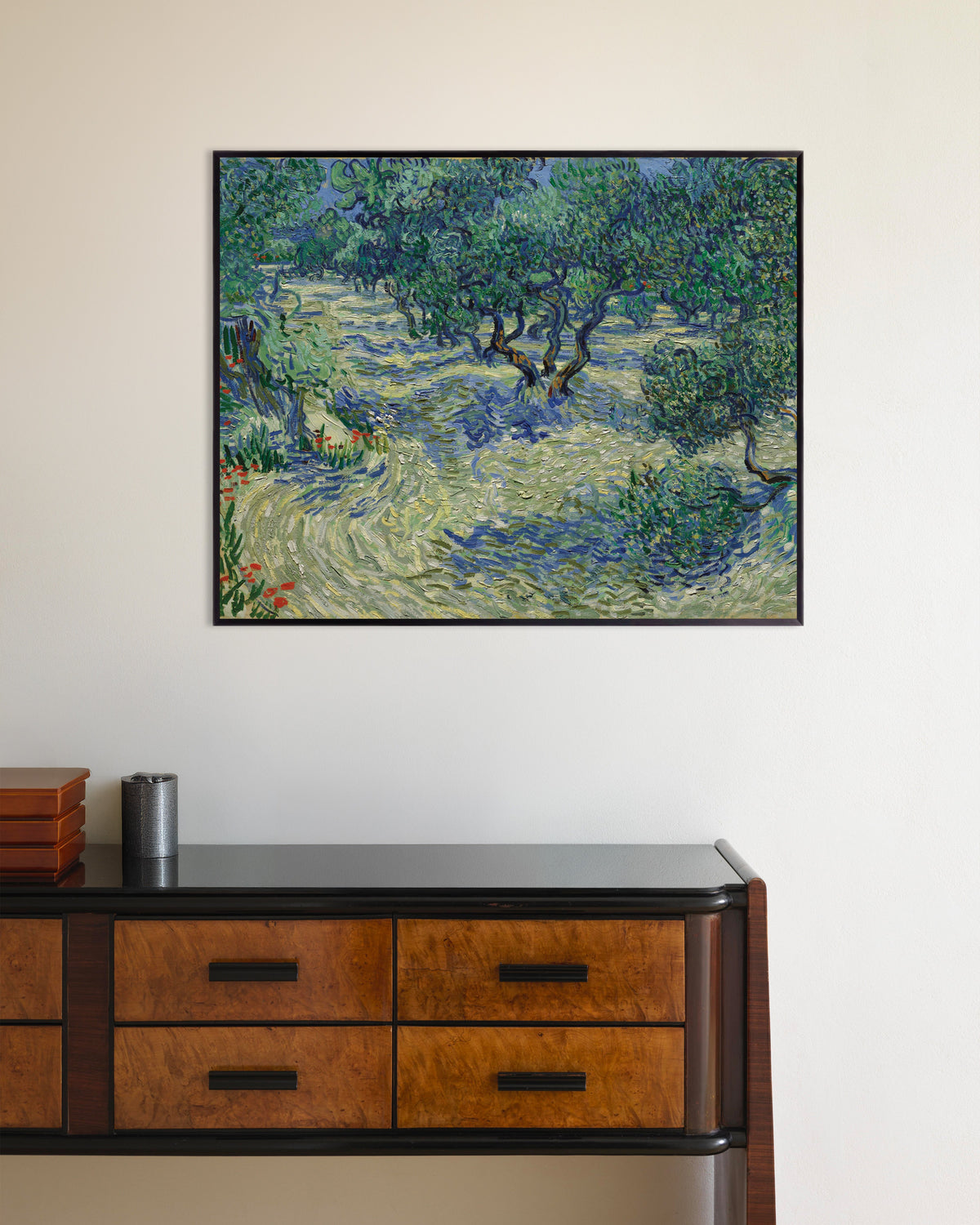 Poster „Olivenhain (1889) von Vincent van Gogh“ mit Metallrahmen
