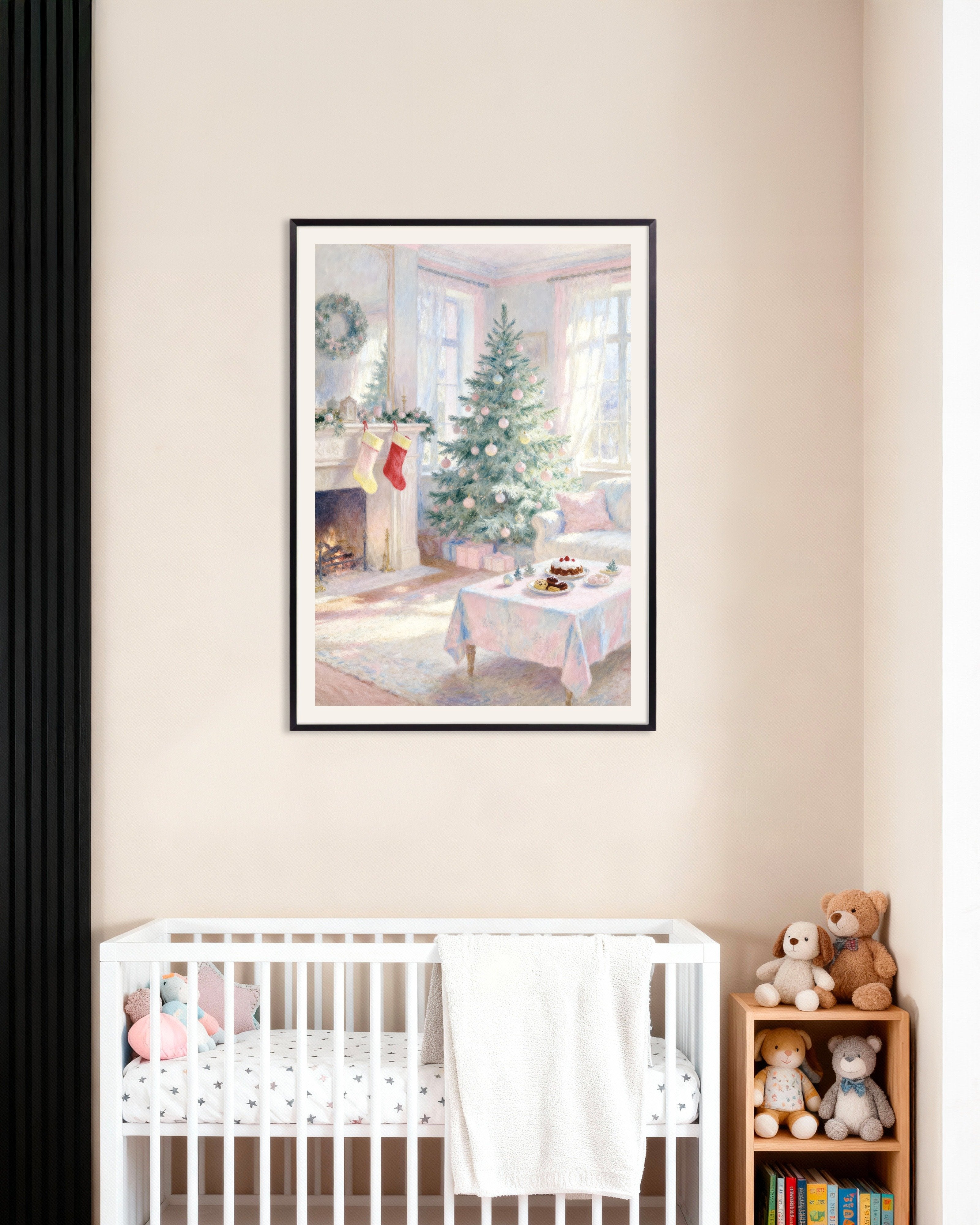 Poster of Pastel Christmas living room poster, with metal frame
