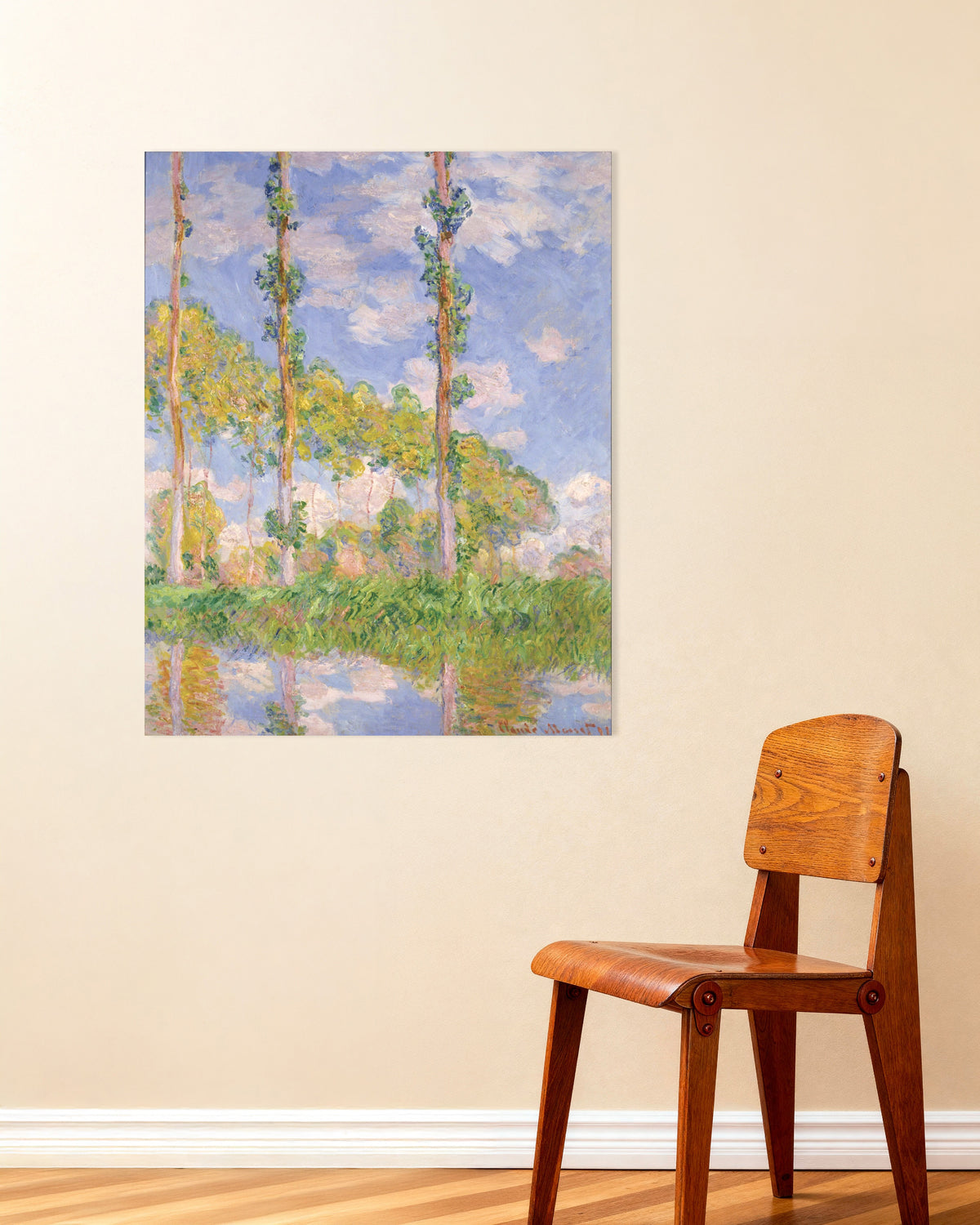 Poster Pappeln in der Sonne (1891) von Claude Monet