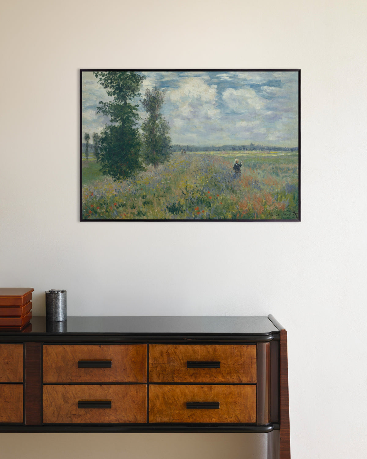Poster Mohnfelder bei Argenteuil (1875) von Claude Monet mit Metallrahmen