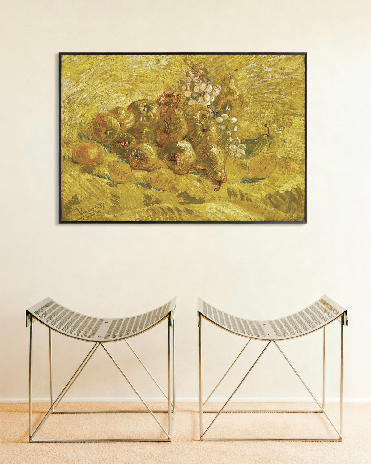 Poster „Quitten, Zitronen, Birnen und Trauben (1887) von Vincent van Gogh“ mit Metallrahmen
